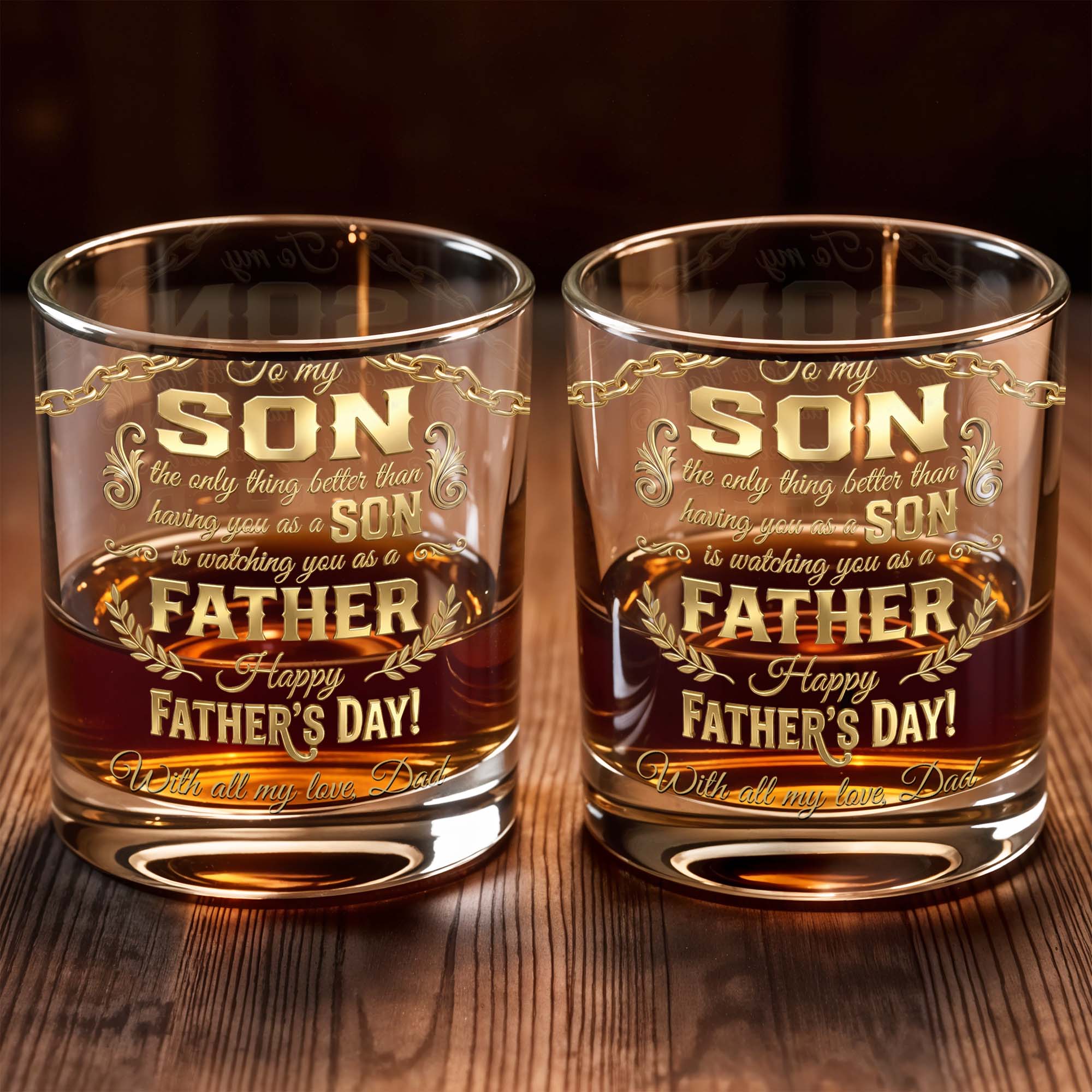 Personalized Custom Whiskey Glass Gift for Son | Dad & Family Whiskey Glass GradoCreations