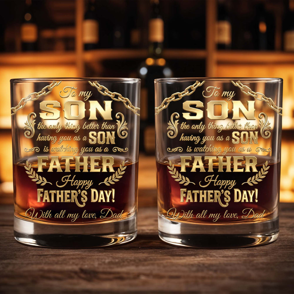 Personalized Custom Whiskey Glass Gift for Son | Dad & Family Whiskey Glass GradoCreations