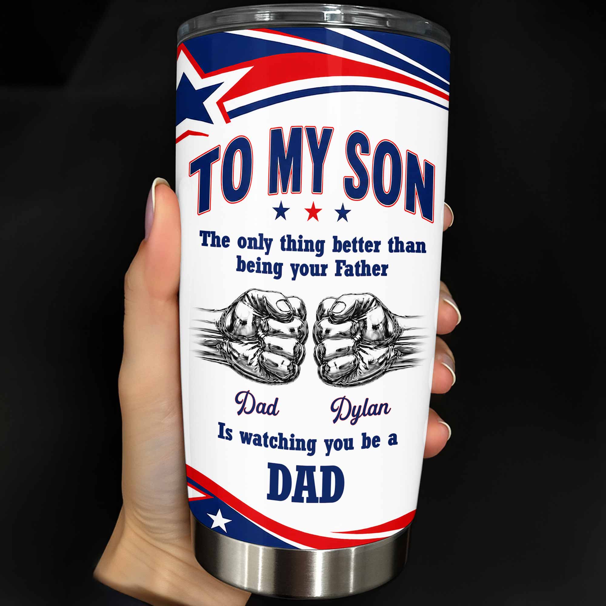 Personalized Stainless Steel Tumbler Custom Name Gift for Son 20oz Tumbler GradoCreations