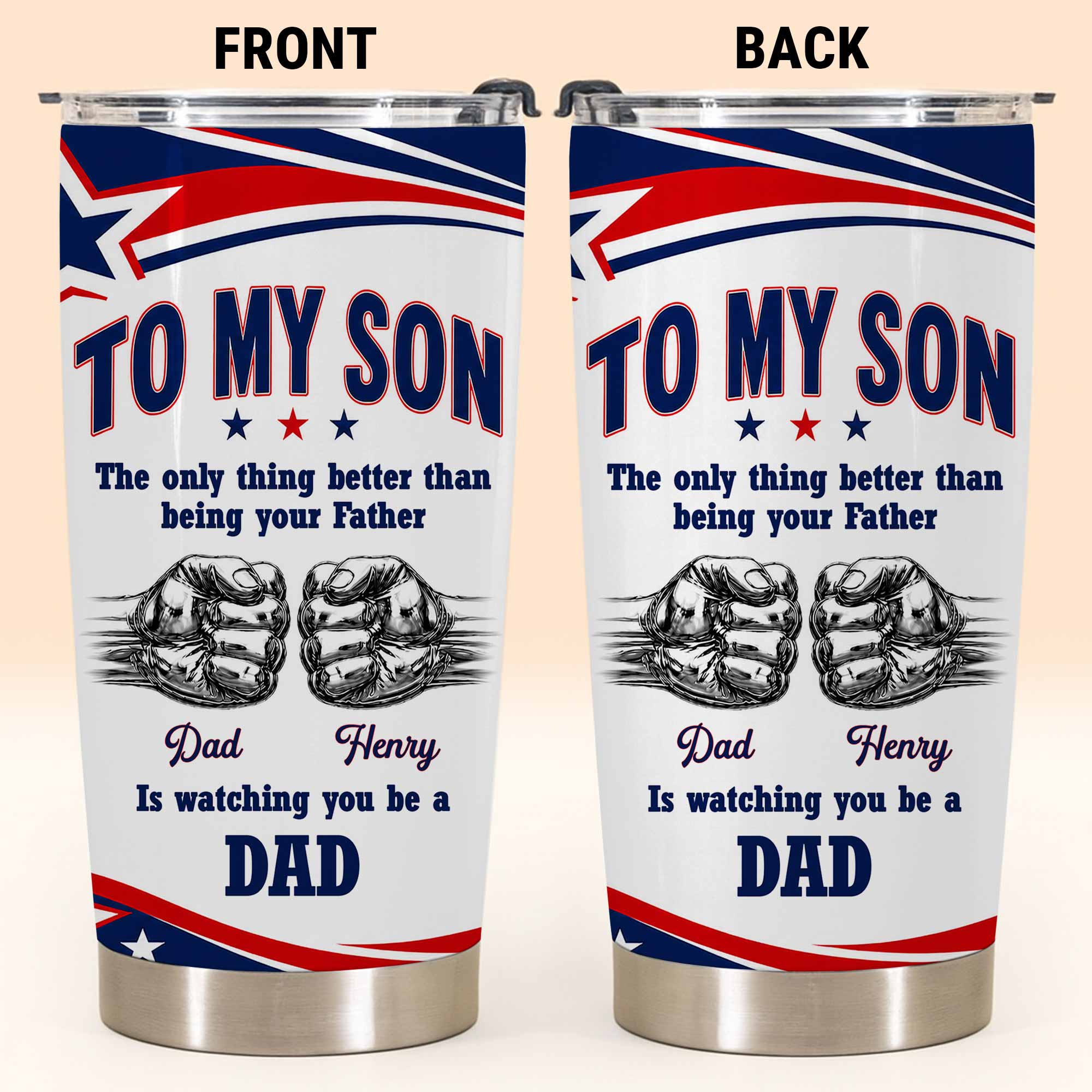 Personalized Stainless Steel Tumbler Custom Name Gift for Son 20oz Tumbler GradoCreations