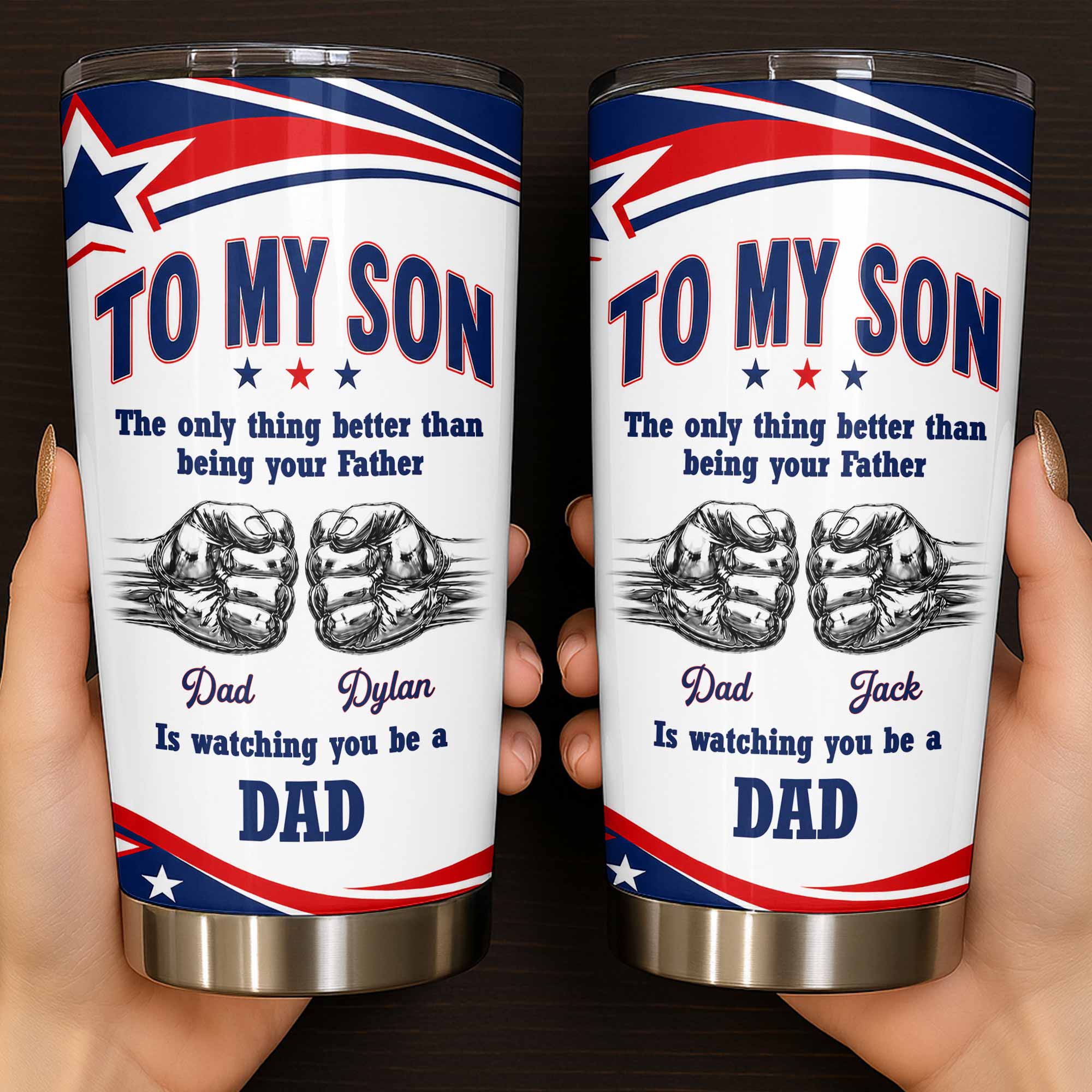 Personalized Stainless Steel Tumbler Custom Name Gift for Son 20oz Tumbler GradoCreations
