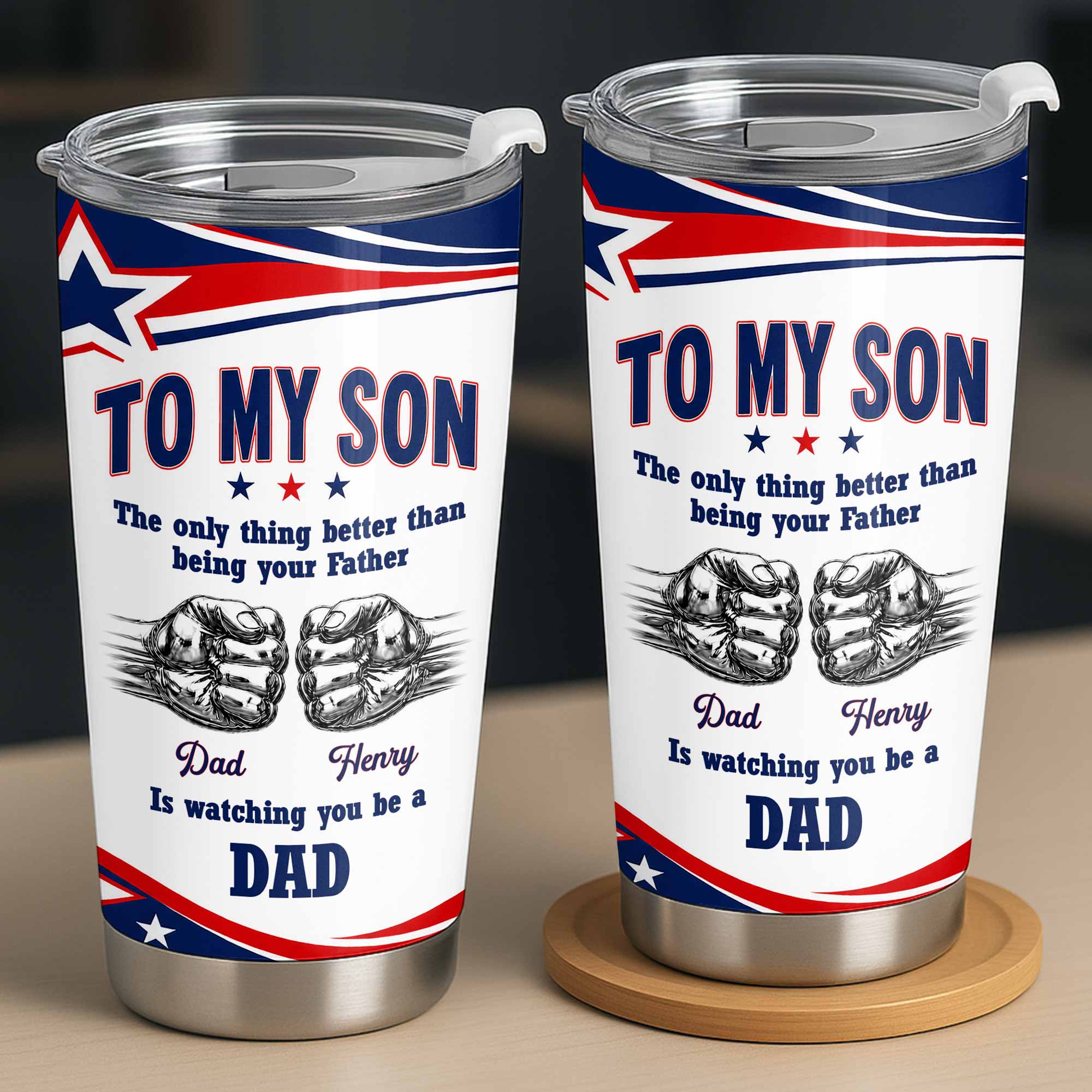 Personalized Stainless Steel Tumbler Custom Name Gift for Son 20oz Tumbler GradoCreations