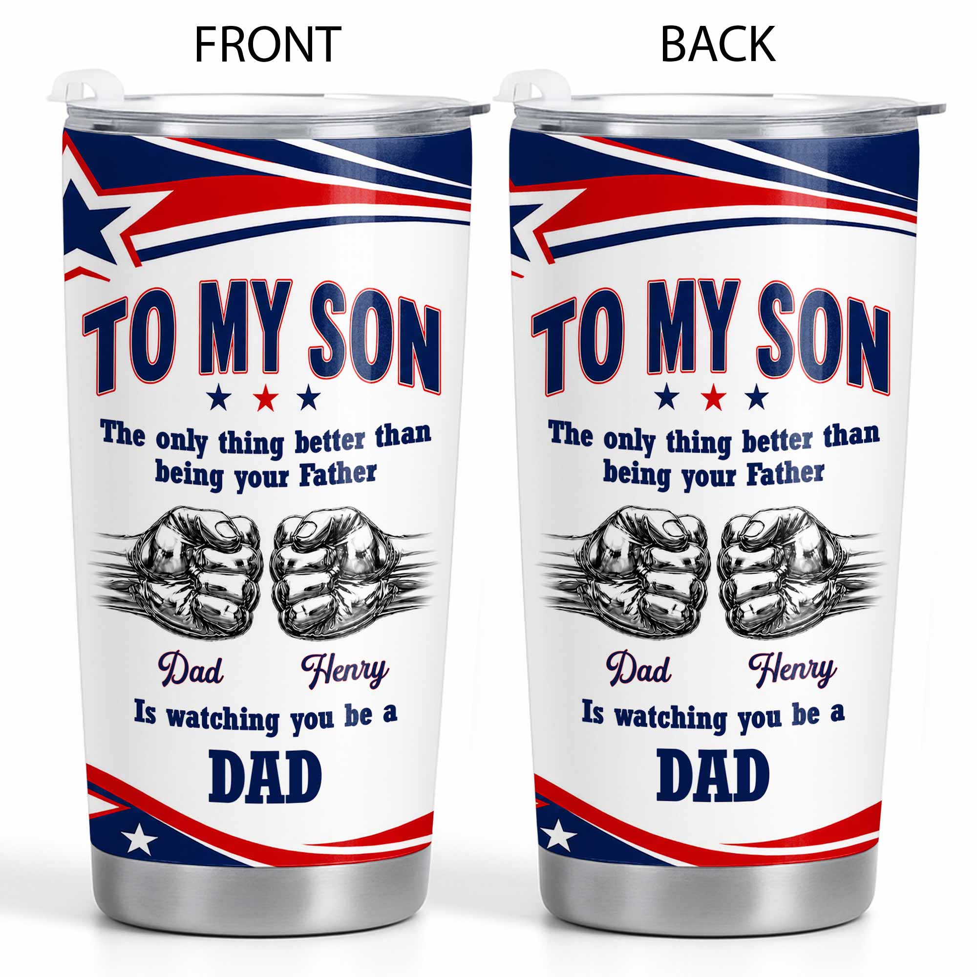 Personalized Stainless Steel Tumbler Custom Name Gift for Son 20oz Tumbler GradoCreations
