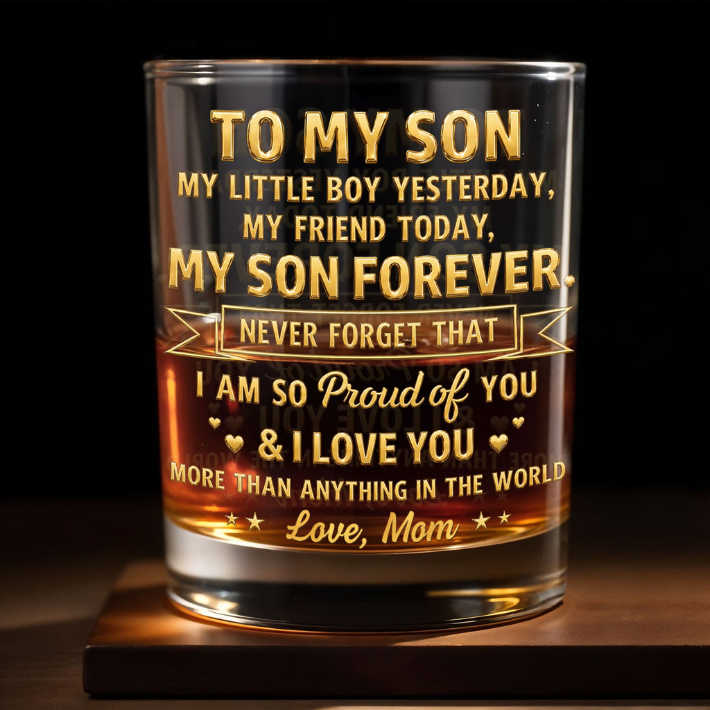 Personalized Whiskey Glass Custom Gift for Son Birthday Christmas Whiskey Glass GradoCreations
