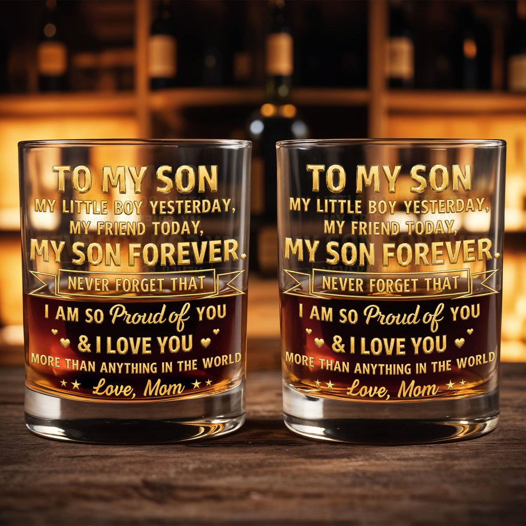 Personalized Whiskey Glass Custom Gift for Son Birthday Christmas Whiskey Glass GradoCreations
