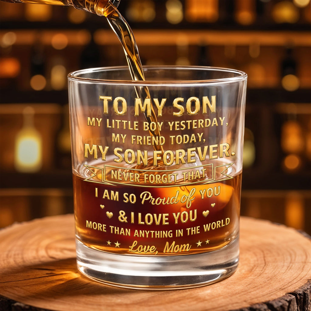 Personalized Whiskey Glass Custom Gift for Son Birthday Christmas Whiskey Glass GradoCreations