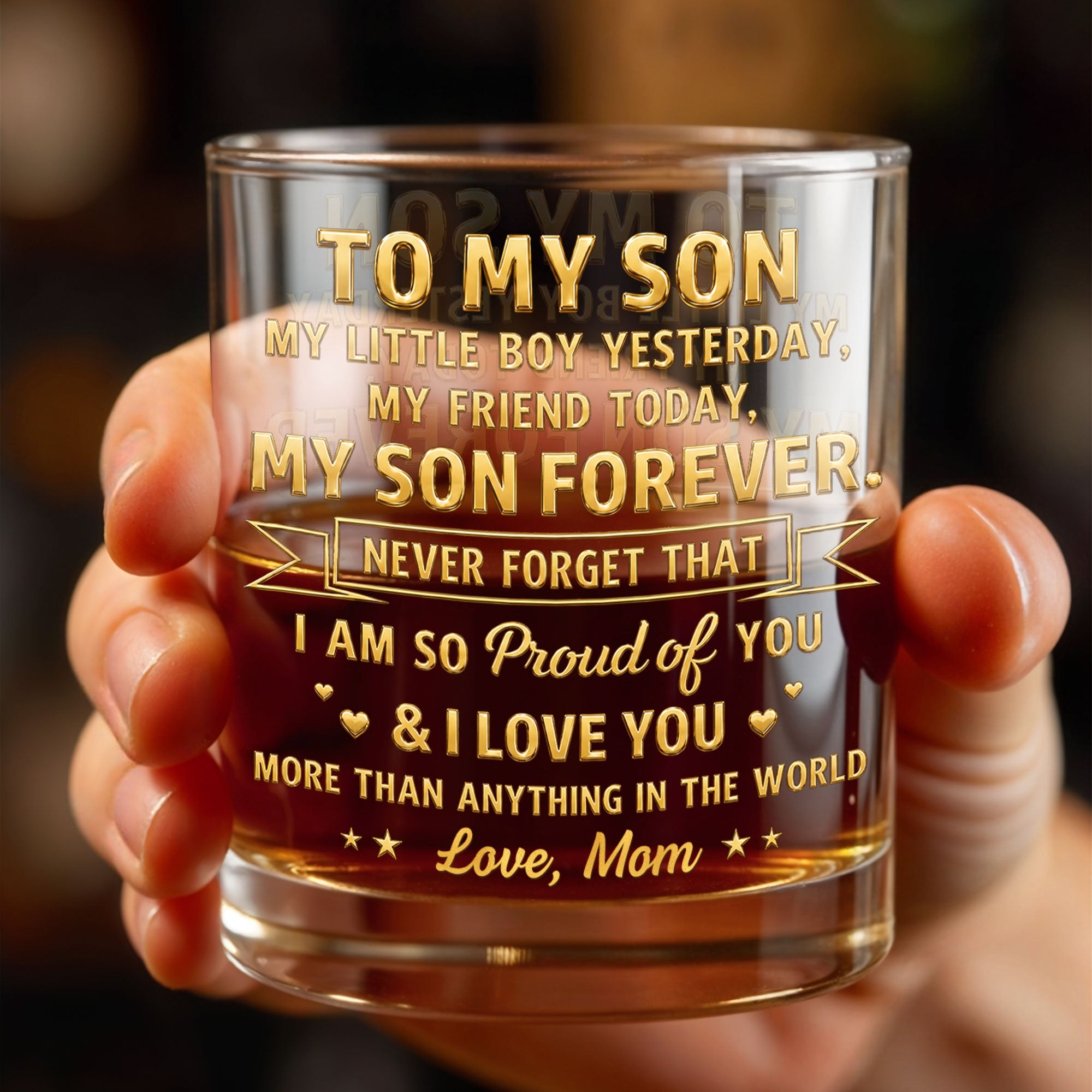 Personalized Whiskey Glass Custom Gift for Son Birthday Christmas Whiskey Glass GradoCreations