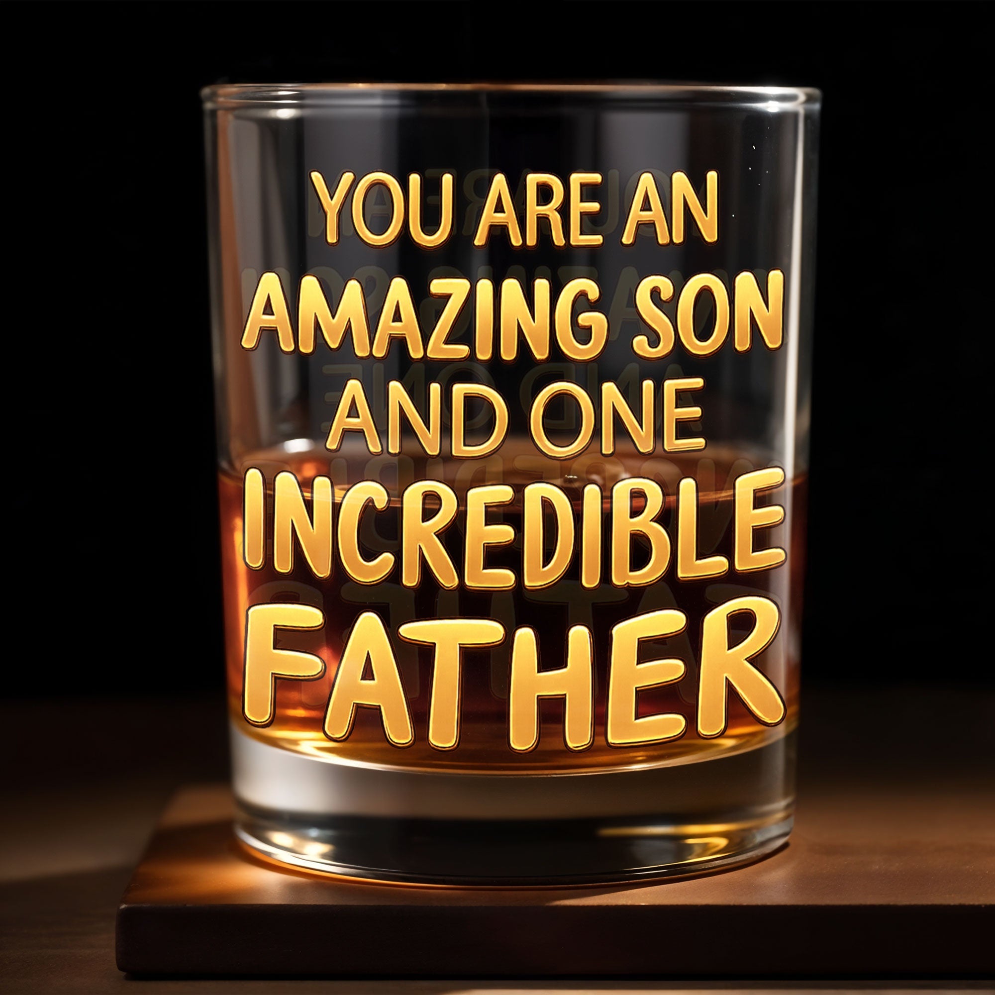 Personalized Custom Whiskey Glass Gift for Dad - 3D Golden Text