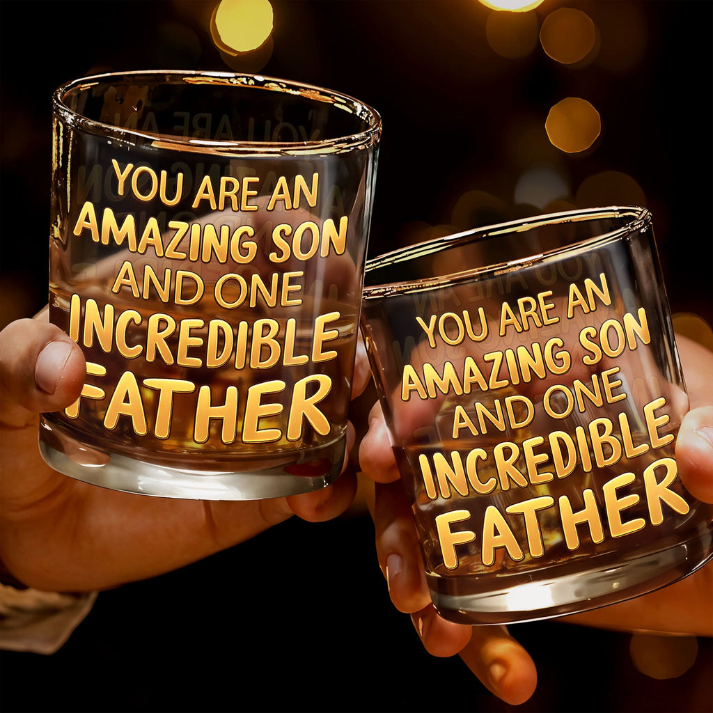 Personalized Custom Whiskey Glass Gift for Dad - 3D Golden Text Whiskey Glass GradoCreations