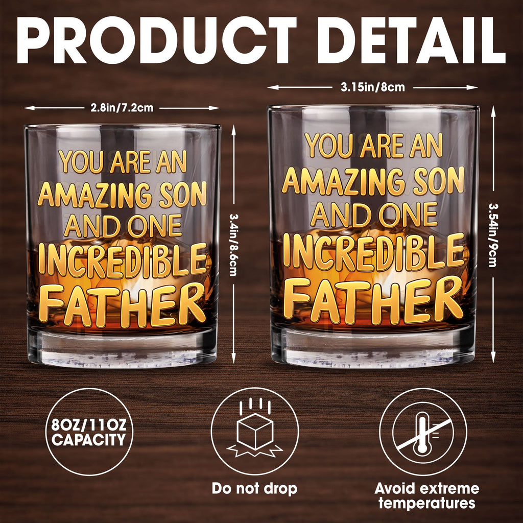 Personalized Custom Whiskey Glass Gift for Dad - 3D Golden Text Whiskey Glass GradoCreations