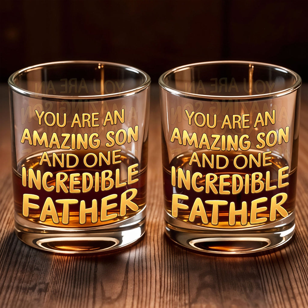 Personalized Custom Whiskey Glass Gift for Dad - 3D Golden Text Whiskey Glass GradoCreations
