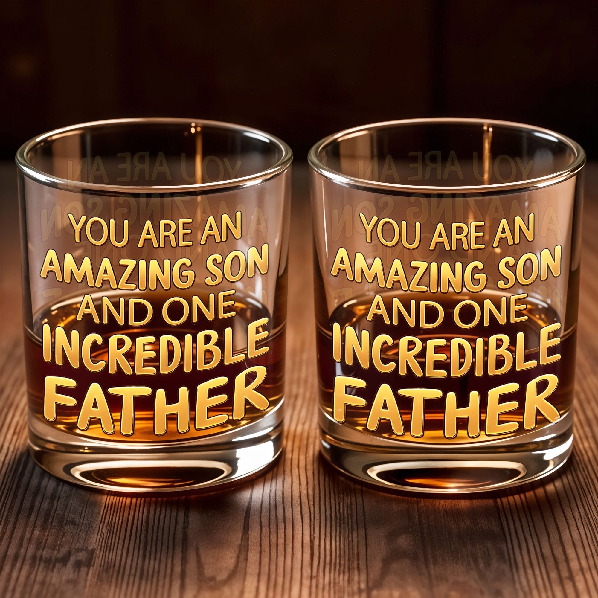 Personalized Custom Whiskey Glass Gift for Dad - 3D Golden Text Whiskey Glass GradoCreations