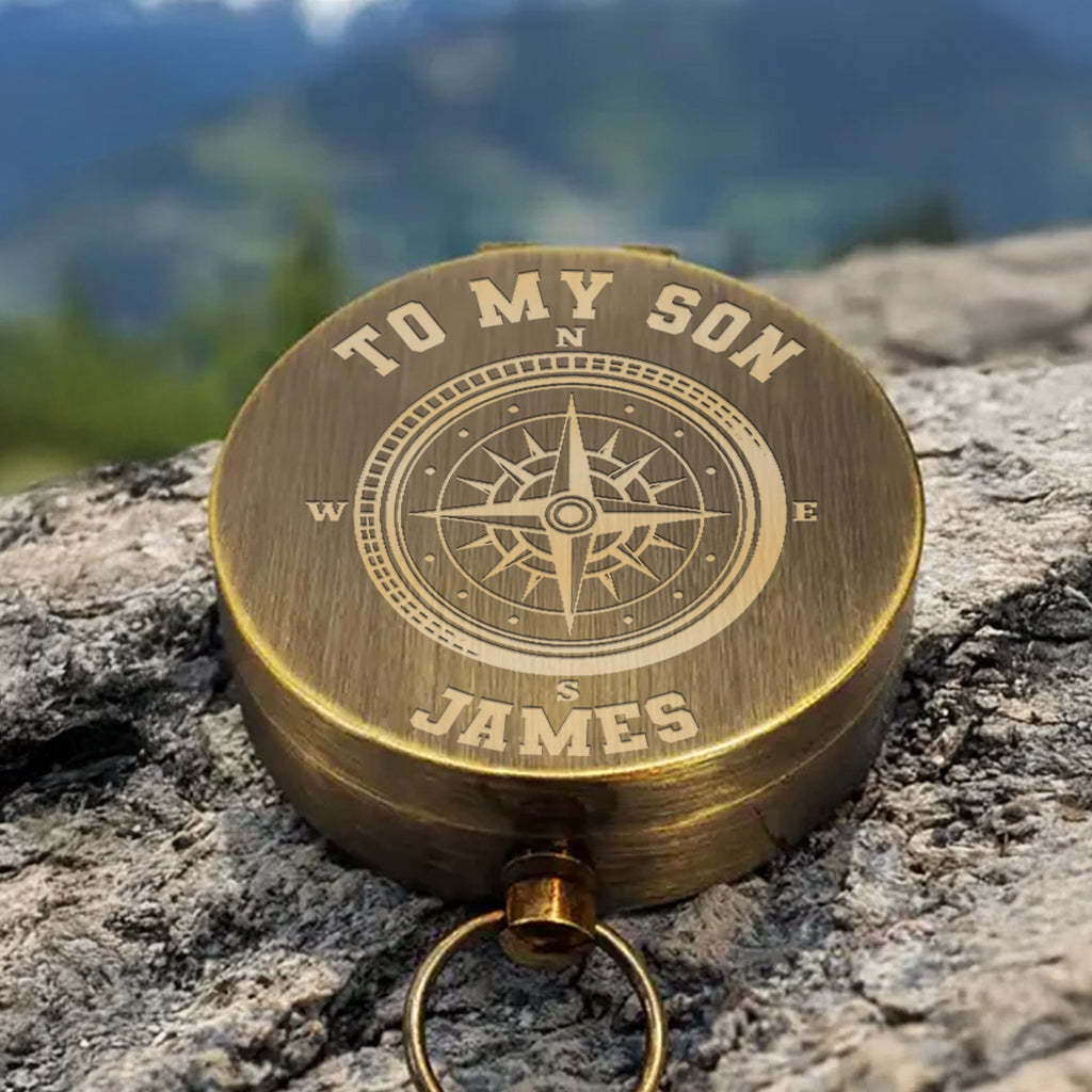 Personalized Engraved Brass Compass Gift for Son - Be Brave