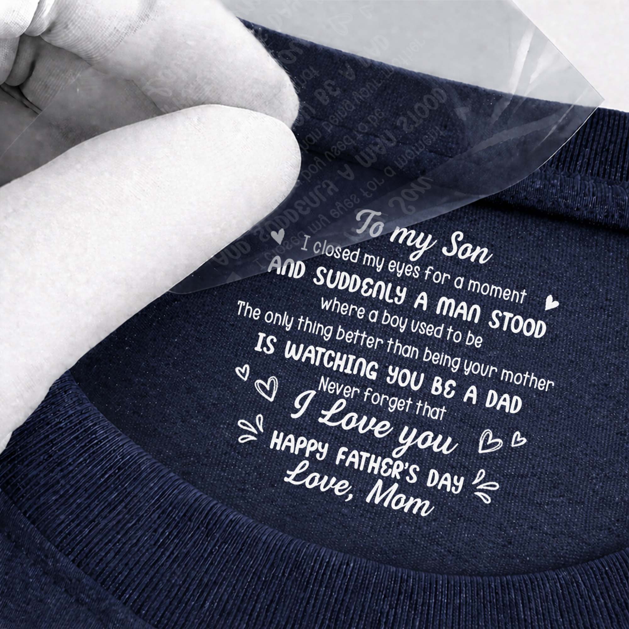 Personalized Cotton T-Shirt Custom Inside Neck Print for Son Basic Shirt, Print inside back collar GradoCreations