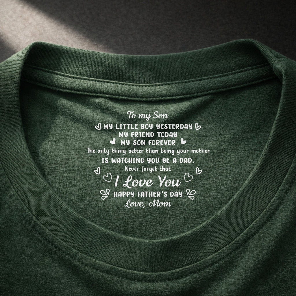Personalized T-Shirt for Son Custom Inside Neck Print Gift Basic Shirt, Print inside back collar GradoCreations