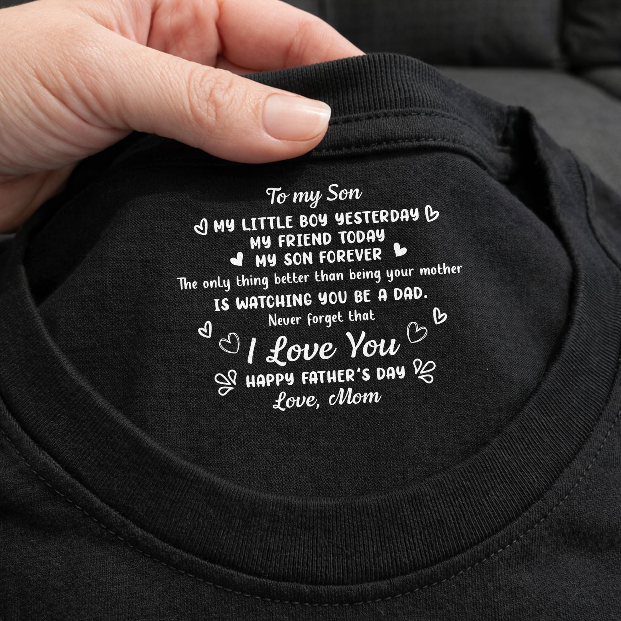 Personalized T-Shirt for Son Custom Inside Neck Print Gift