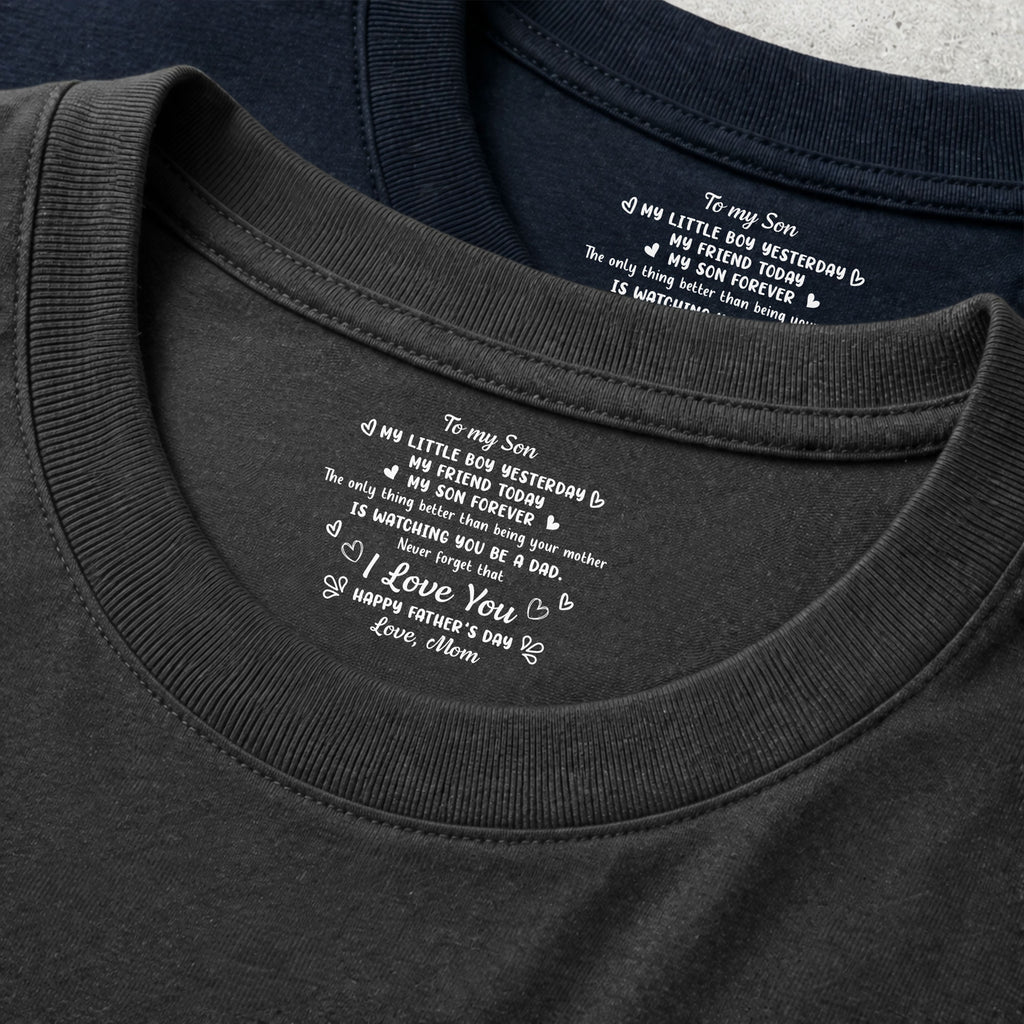 Personalized T-Shirt for Son Custom Inside Neck Print Gift Basic Shirt, Print inside back collar GradoCreations