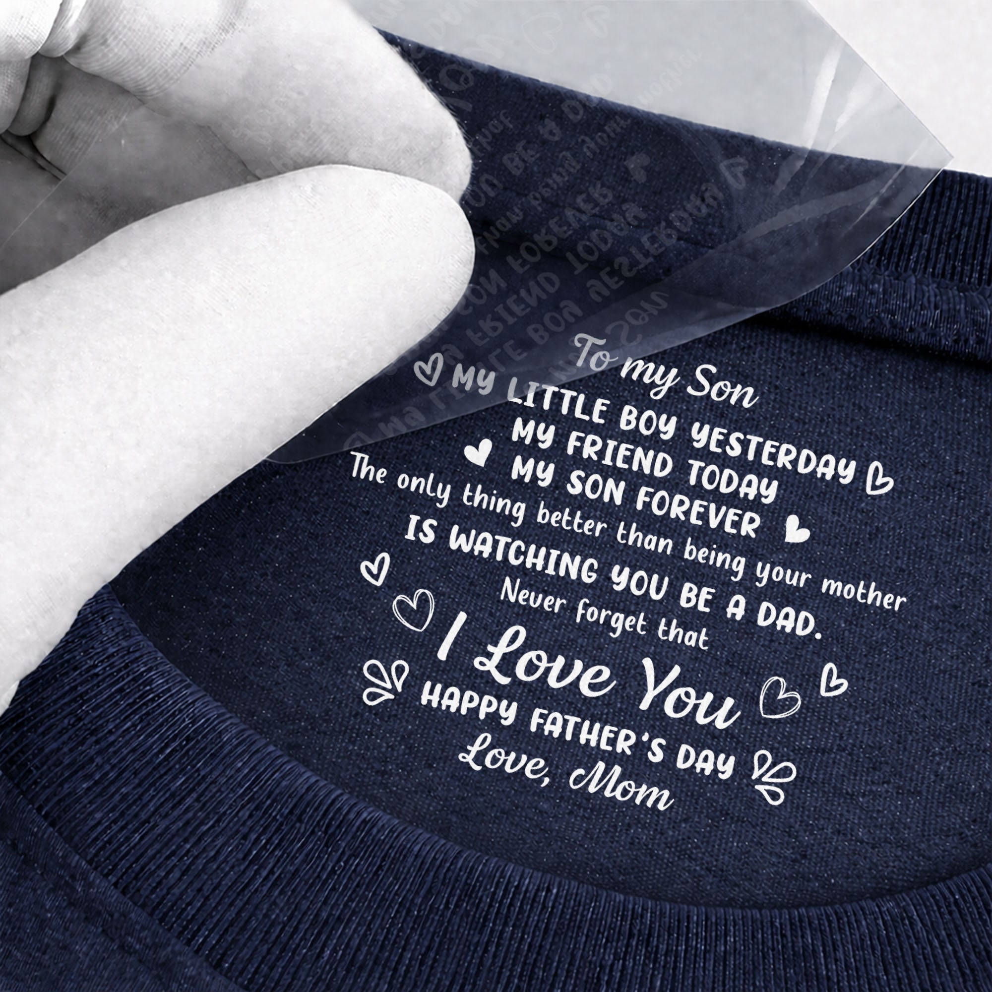 Personalized T-Shirt for Son Custom Inside Neck Print Gift Basic Shirt, Print inside back collar GradoCreations