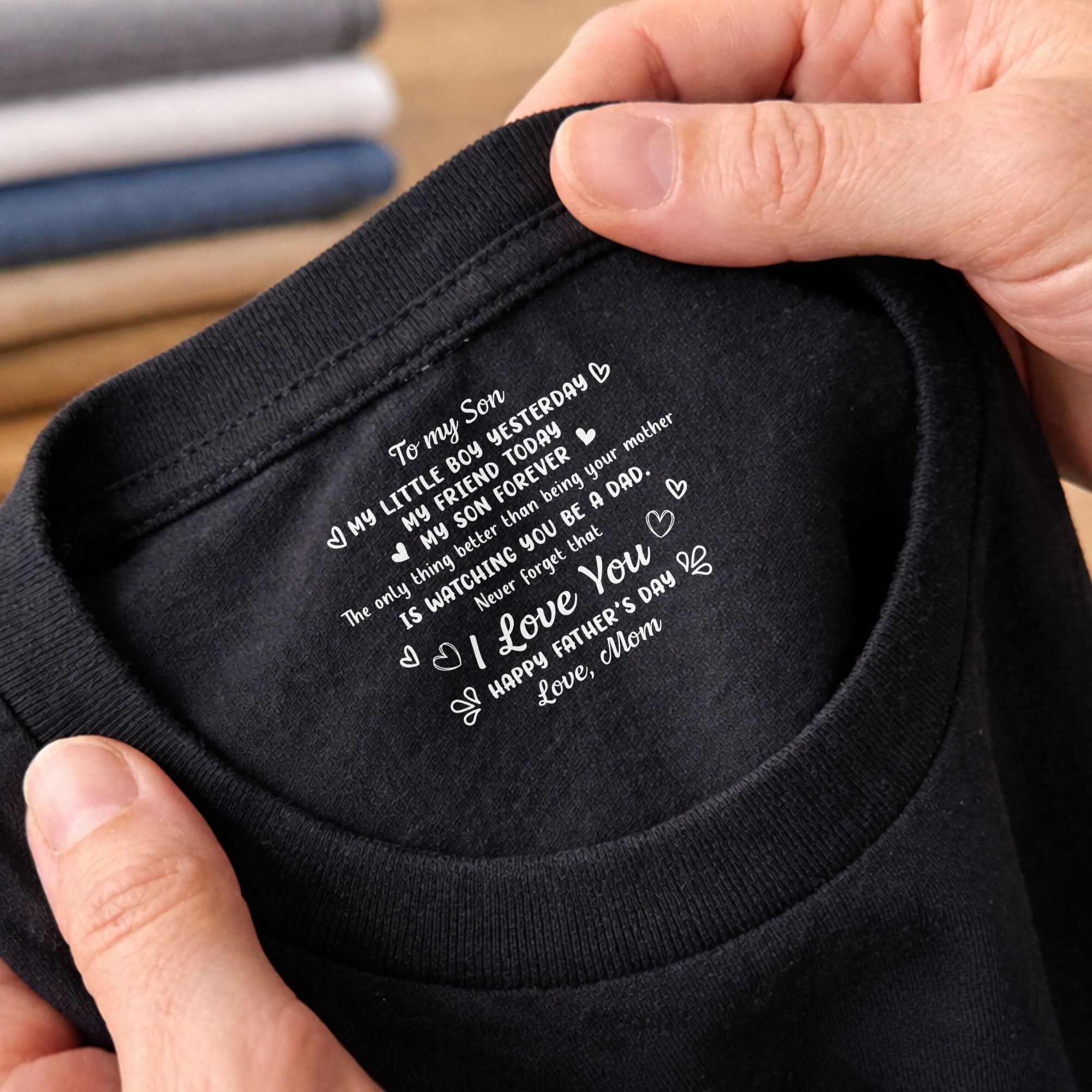 Personalized T-Shirt for Son Custom Inside Neck Print Gift