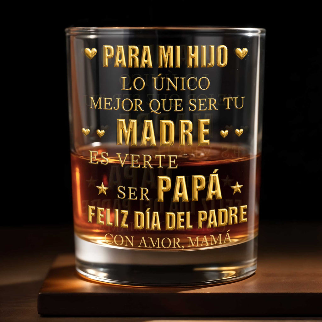 Personalized Custom Whiskey Glass for Son with Gold Hearts Whiskey Glass GradoCreations