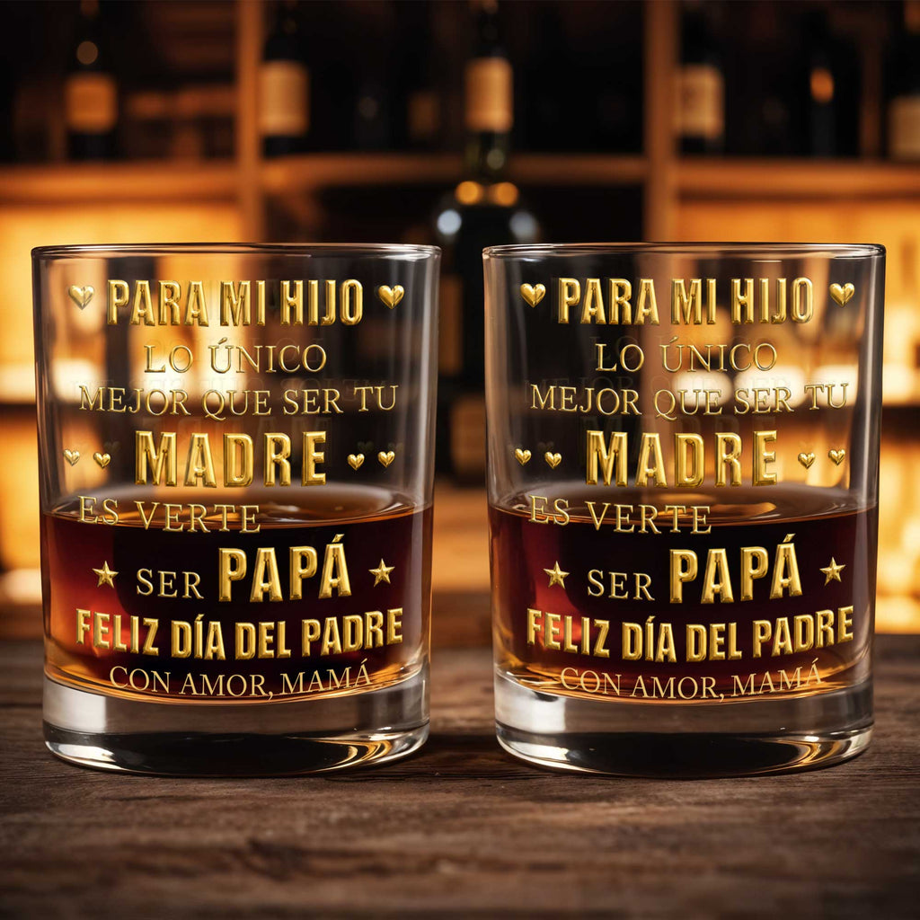 Personalized Custom Whiskey Glass for Son with Gold Hearts Whiskey Glass GradoCreations