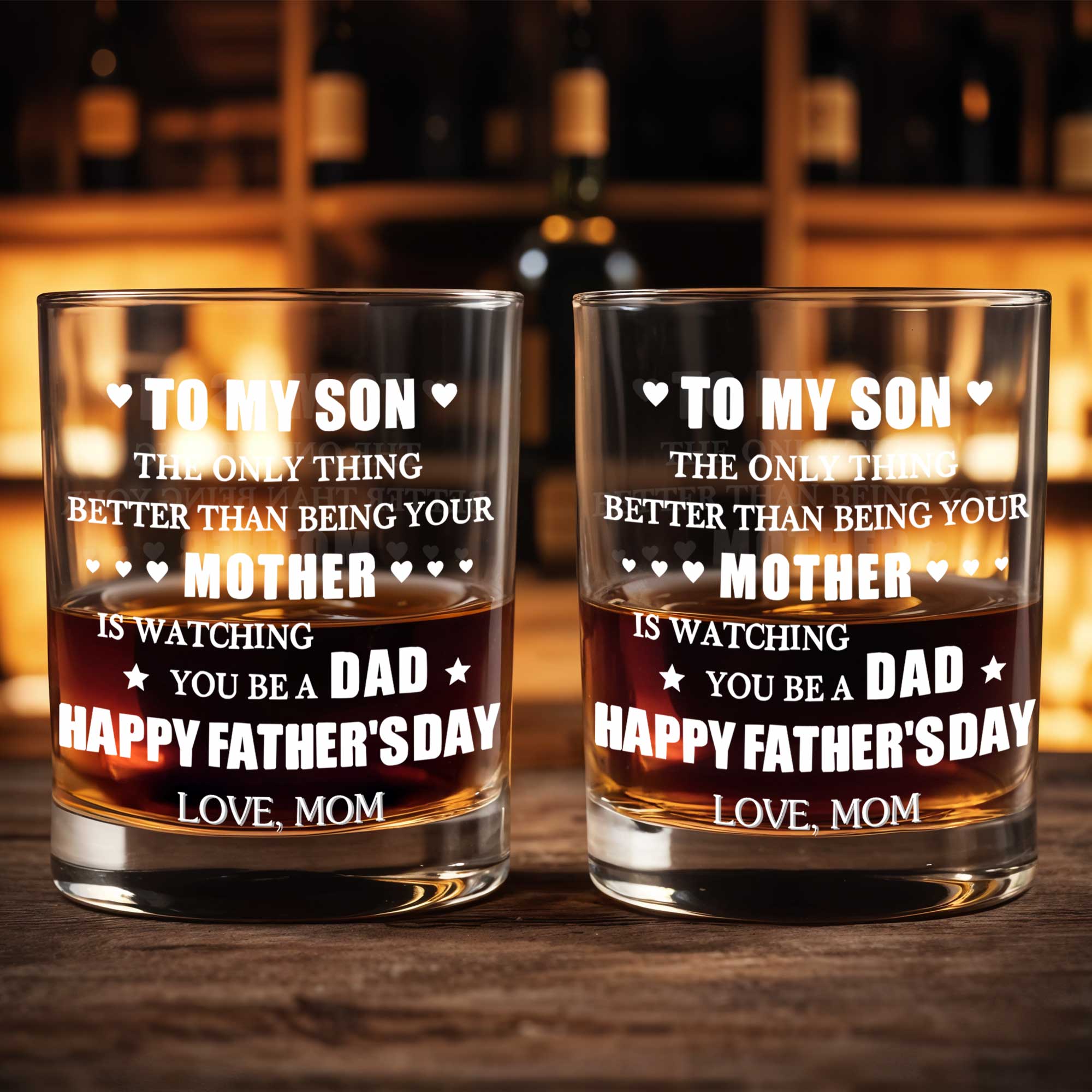 Personalized Custom Whiskey Glass Gift for Son, Father's Day