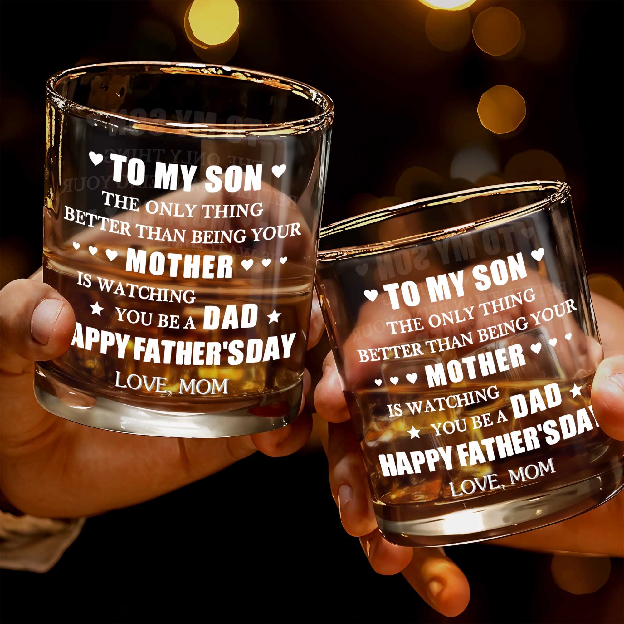 Personalized Custom Whiskey Glass Gift for Son, Father's Day