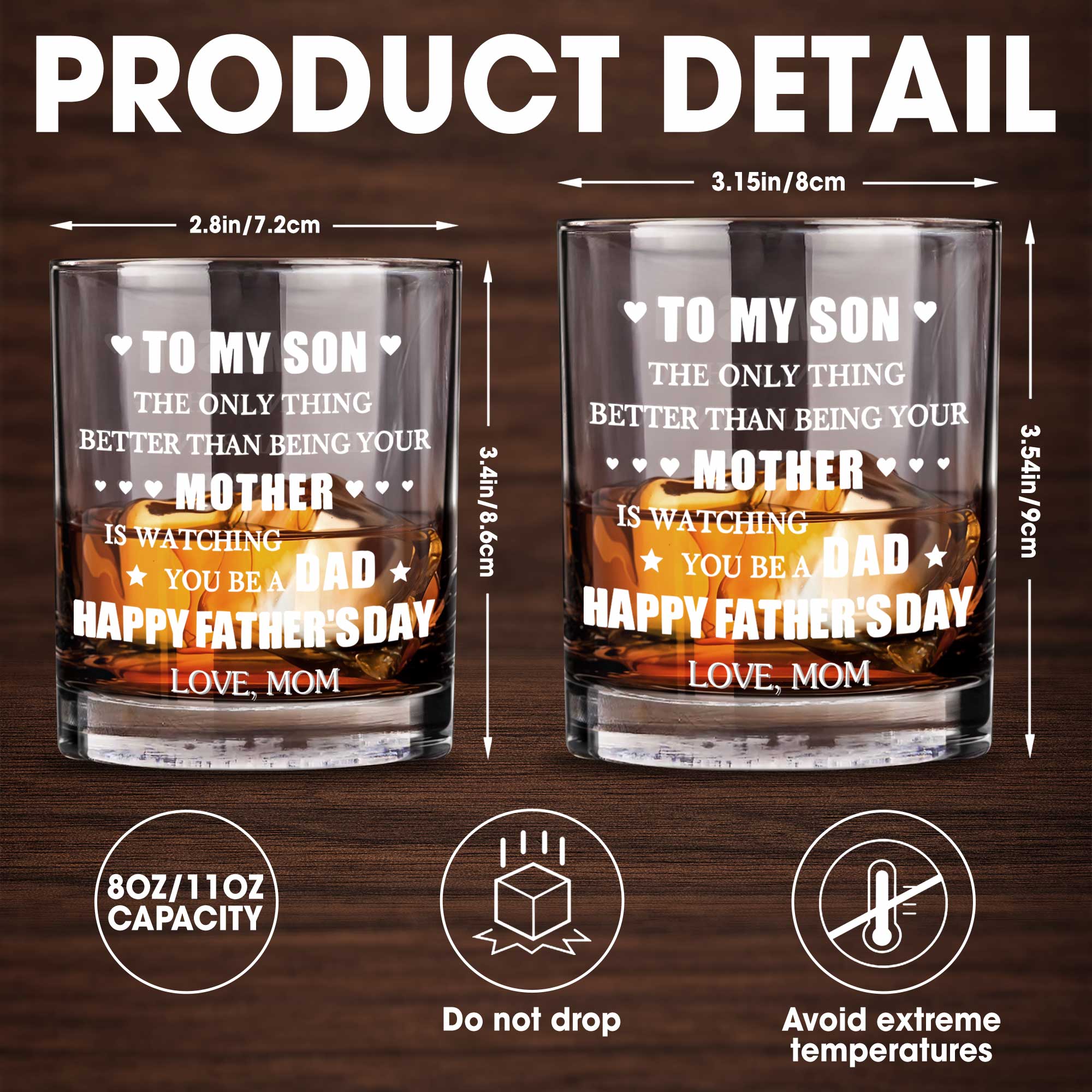 Personalized Custom Whiskey Glass Gift for Son, Father's Day