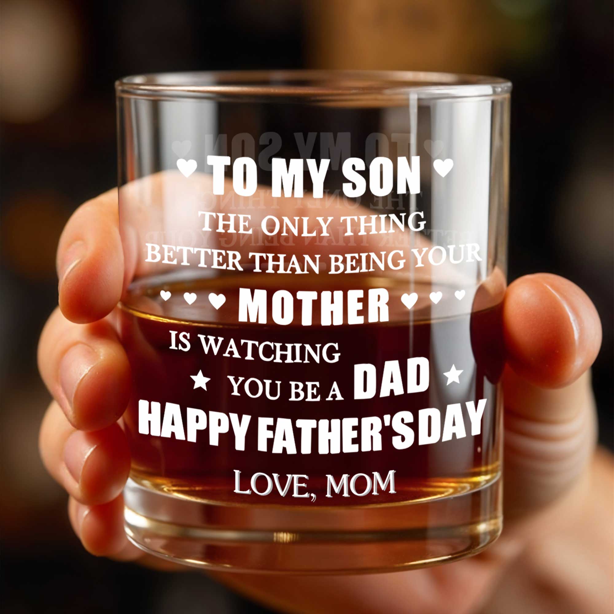 Personalized Custom Whiskey Glass Gift for Son, Father's Day Whiskey Glass GradoCreations