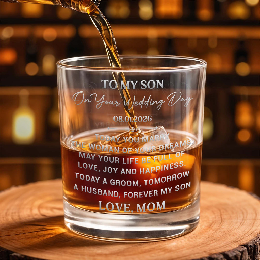 Personalized Whiskey Glass Custom Gift for Son on Wedding Day Whiskey Glass GradoCreations