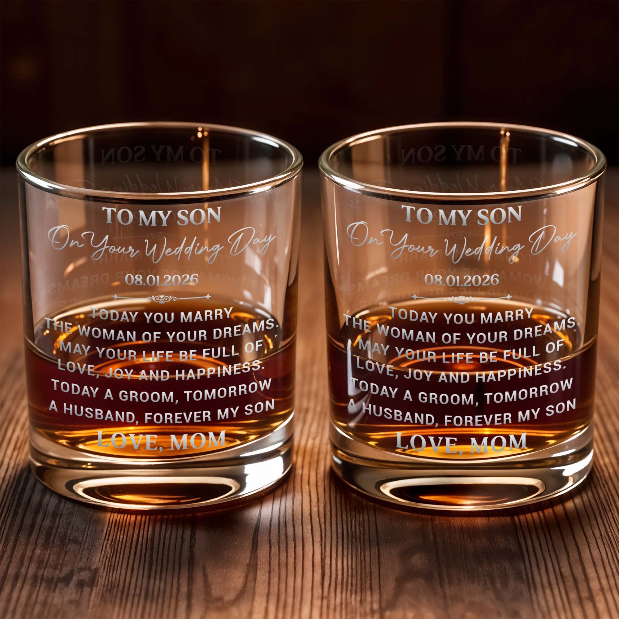 Personalized Whiskey Glass Custom Gift for Son on Wedding Day Whiskey Glass GradoCreations