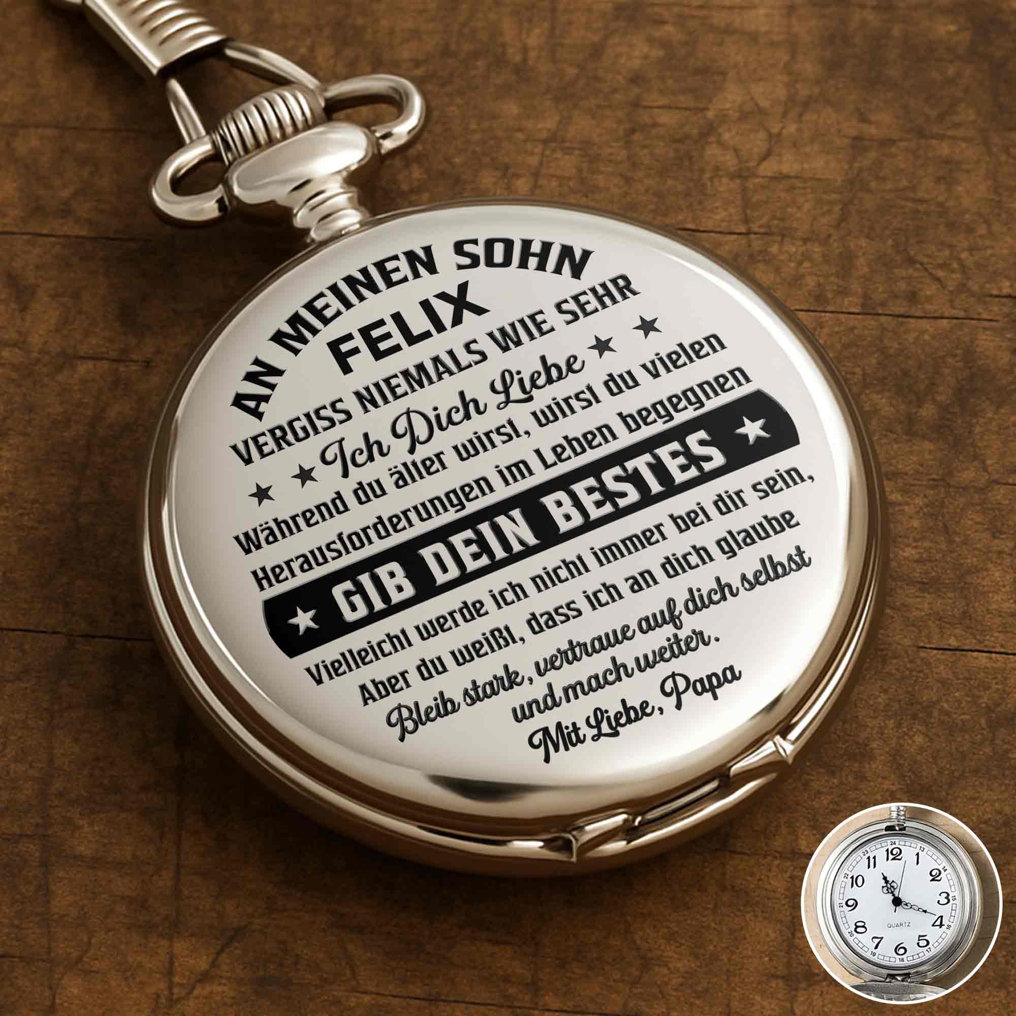 Personalized Silver Plated Pocket Watch Gift for Son - Engraved Pocket Watch GradoCreations