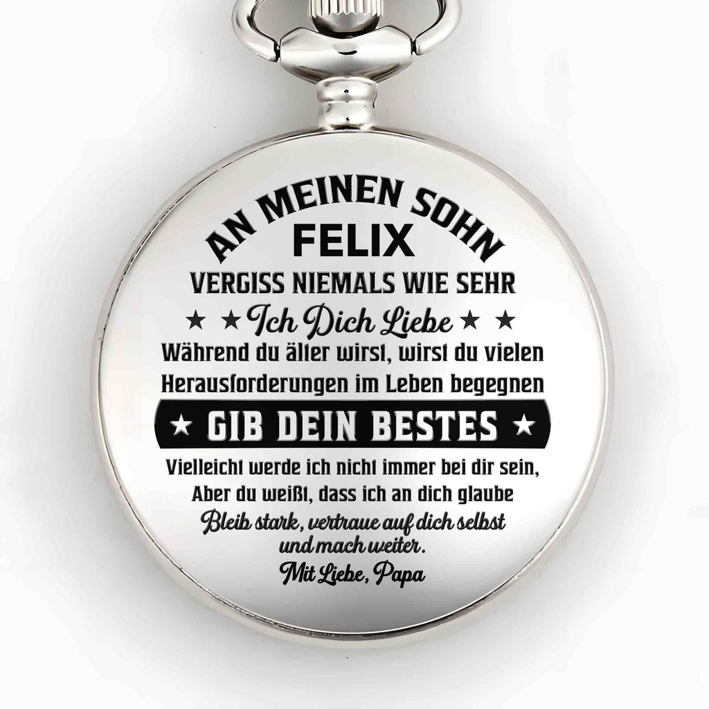 Personalized Silver Plated Pocket Watch Gift for Son - Engraved Pocket Watch GradoCreations