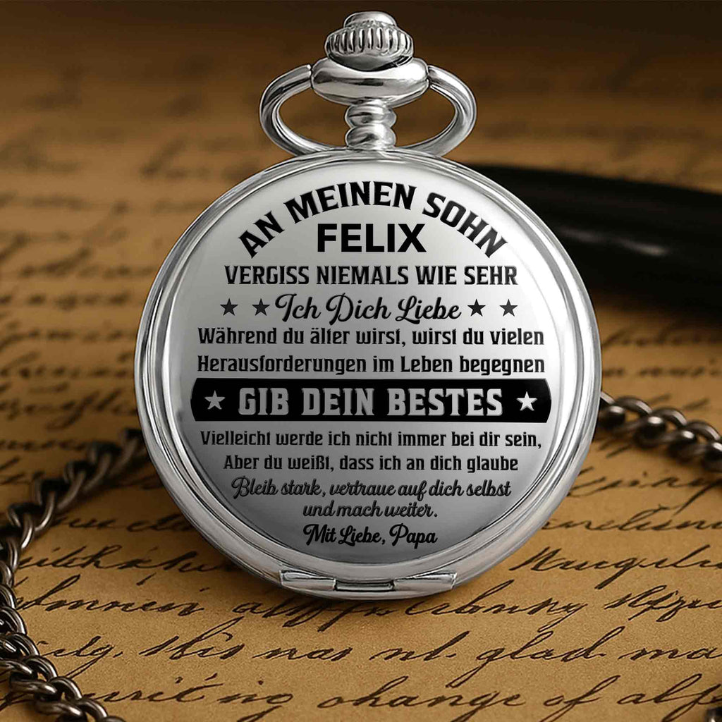 Personalized Silver Plated Pocket Watch Gift for Son - Engraved Pocket Watch GradoCreations