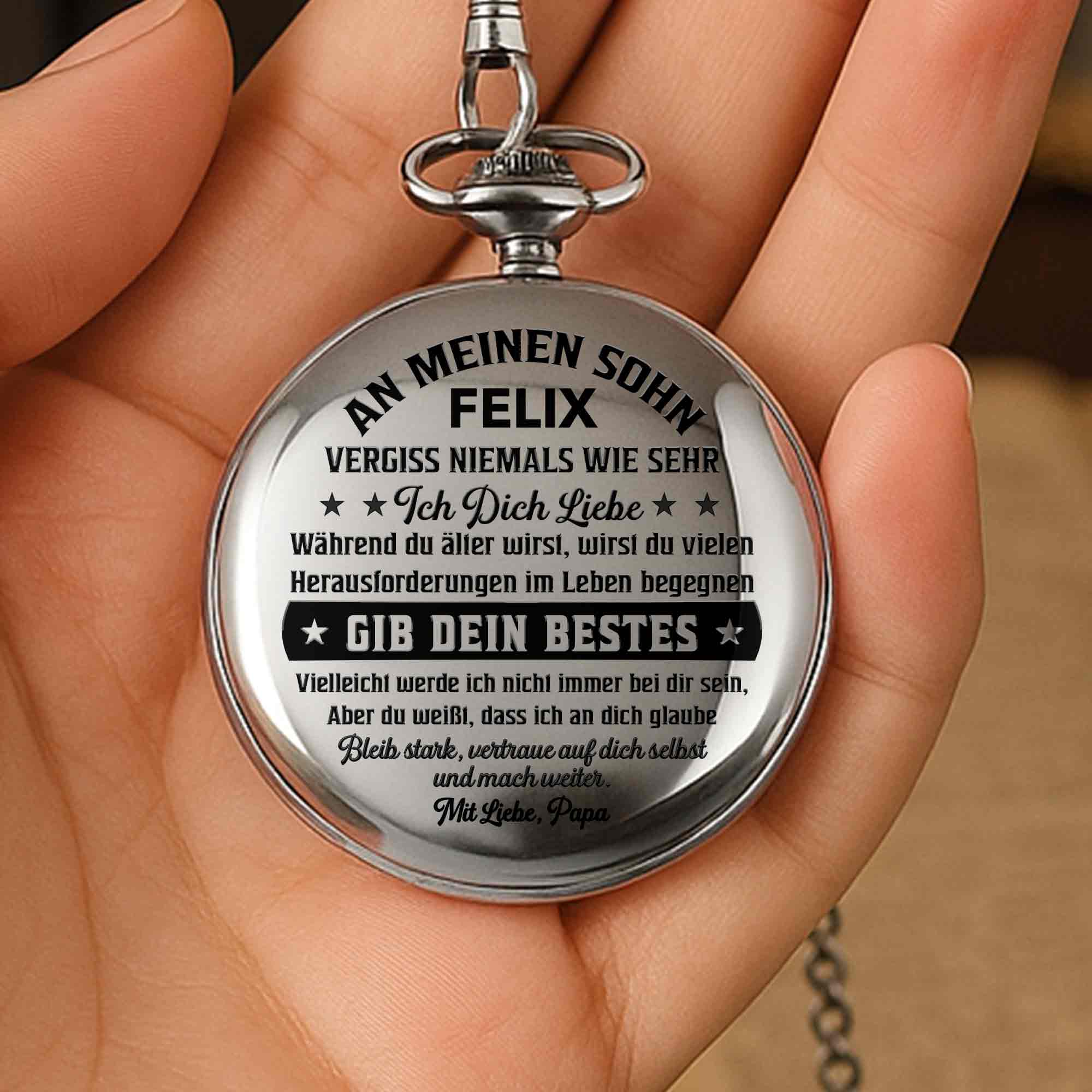 Personalized Silver Plated Pocket Watch Gift for Son - Engraved Pocket Watch GradoCreations
