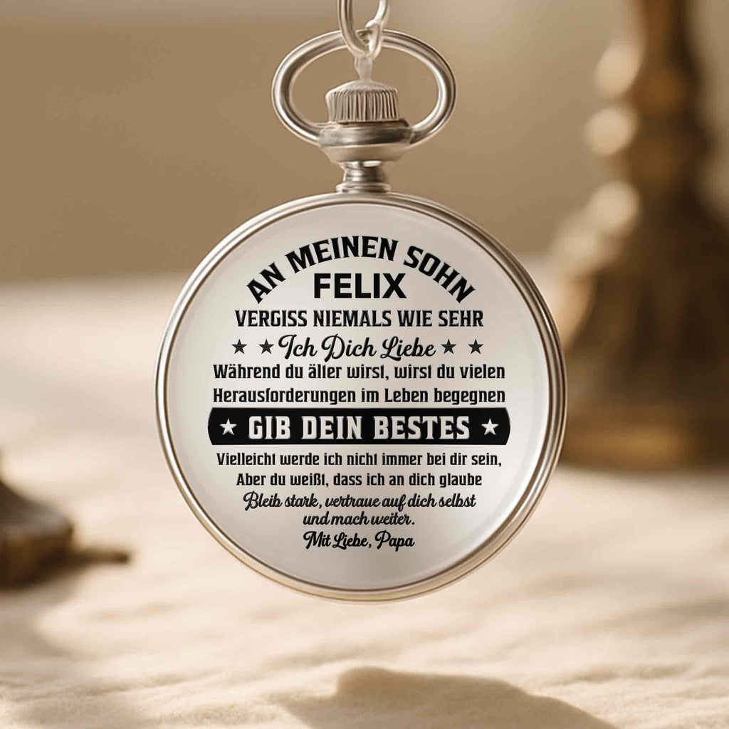 Personalized Silver Plated Pocket Watch Gift for Son - Engraved Pocket Watch GradoCreations