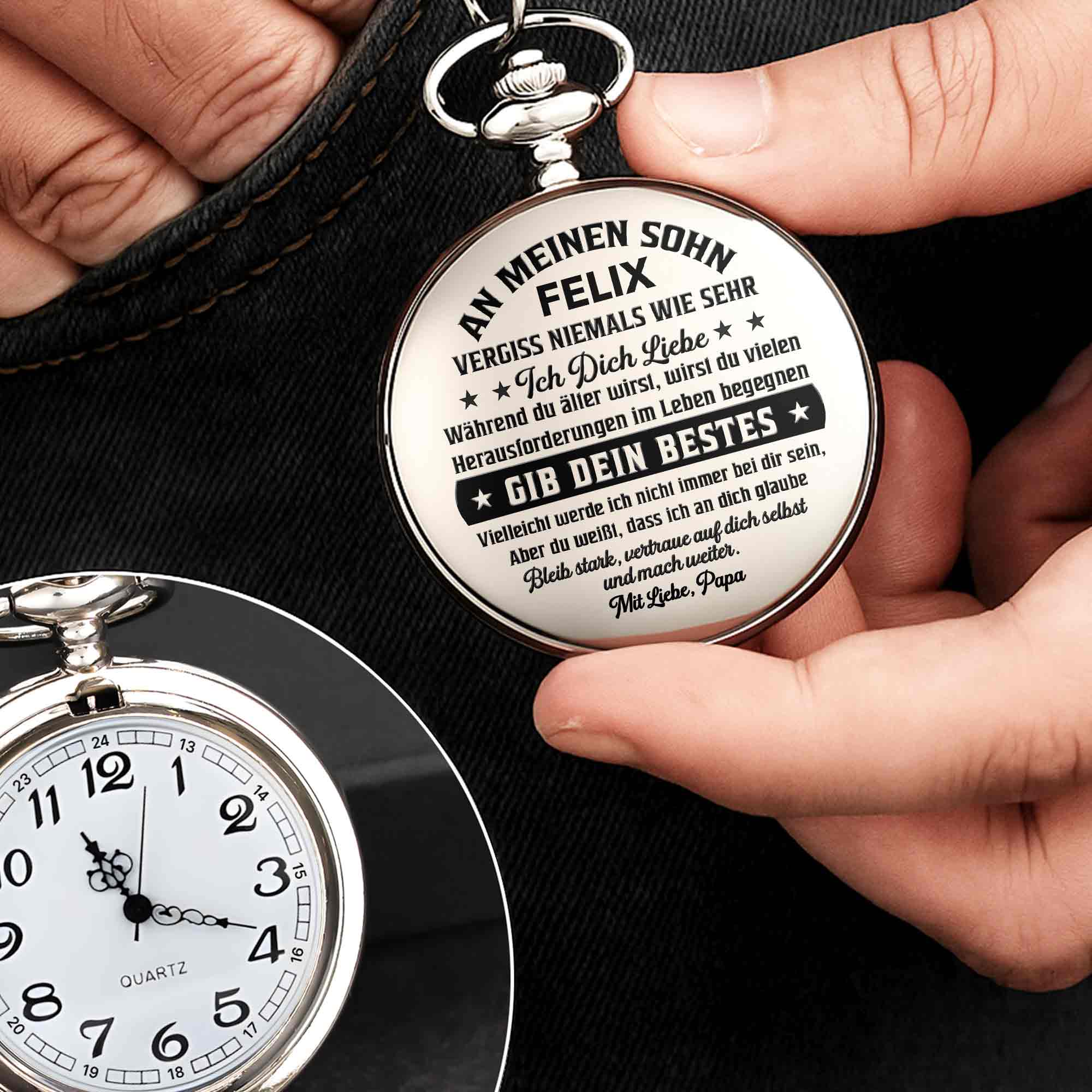 Personalized Silver Plated Pocket Watch Gift for Son - Engraved Pocket Watch GradoCreations