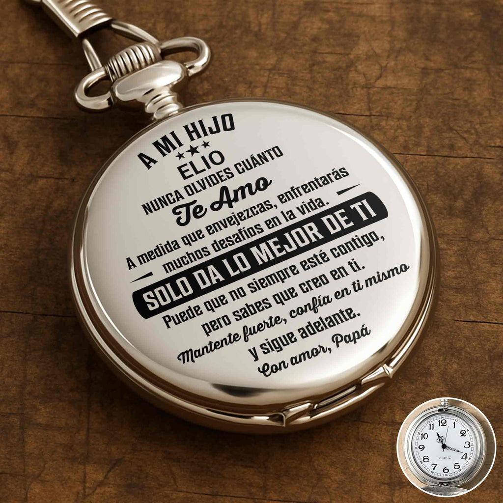 Personalized Silver-Plated Pocket Watch Custom Gift for Son Pocket Watch GradoCreations