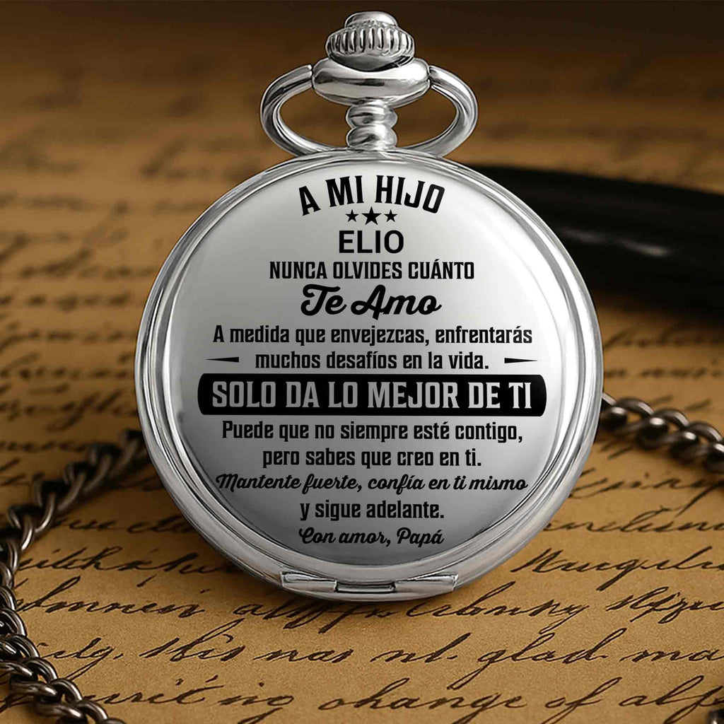 Personalized Silver-Plated Pocket Watch Custom Gift for Son Pocket Watch GradoCreations