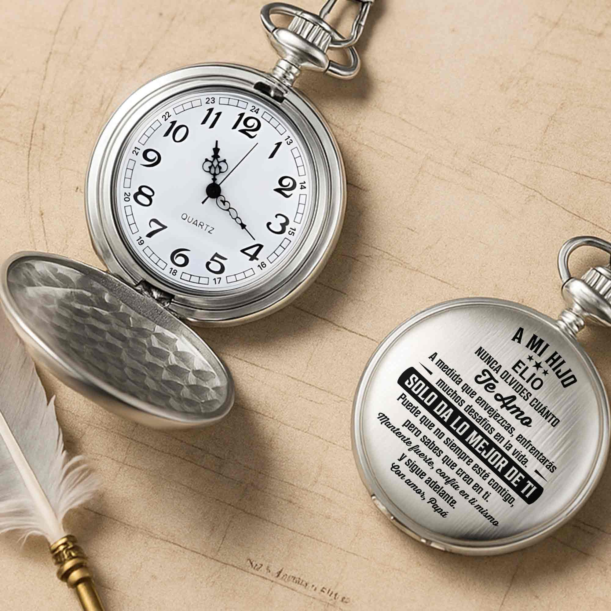 Personalized Silver-Plated Pocket Watch Custom Gift for Son Pocket Watch GradoCreations