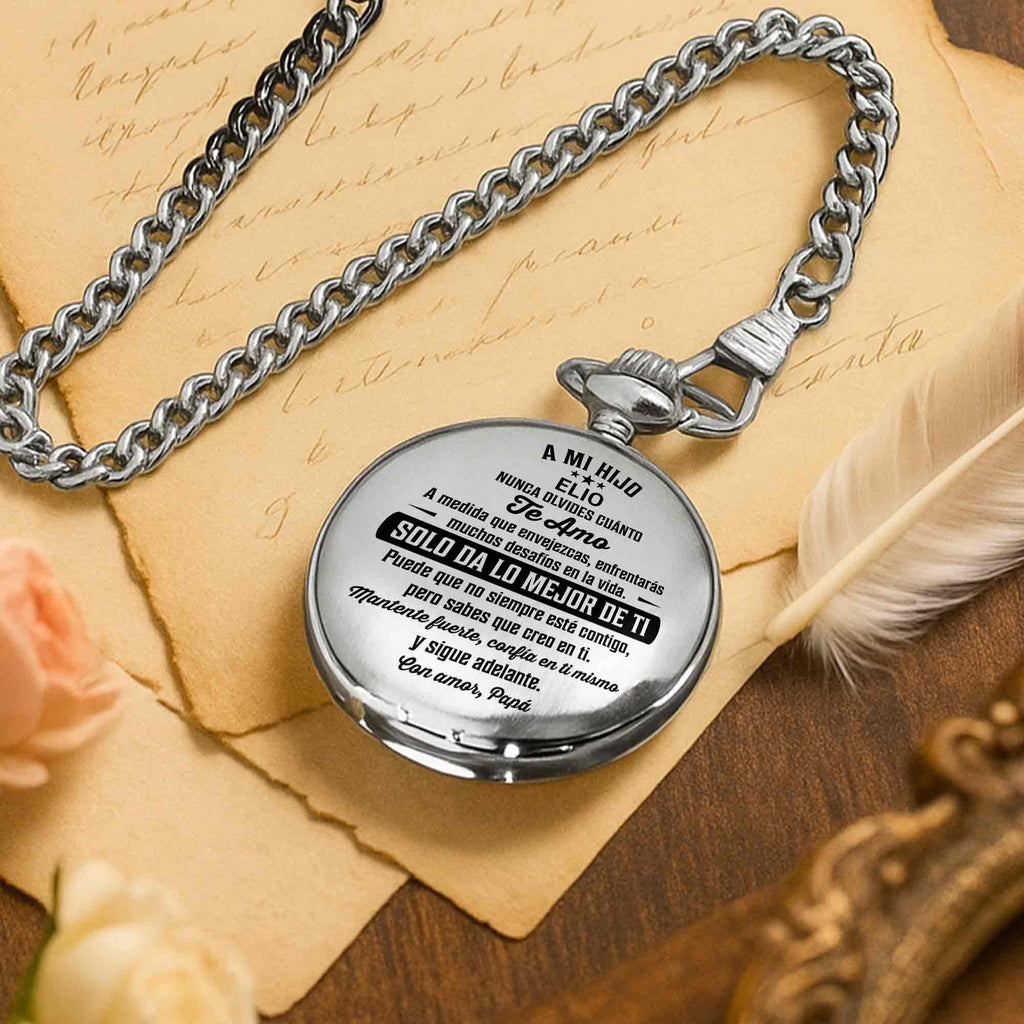 Personalized Silver-Plated Pocket Watch Custom Gift for Son Pocket Watch GradoCreations