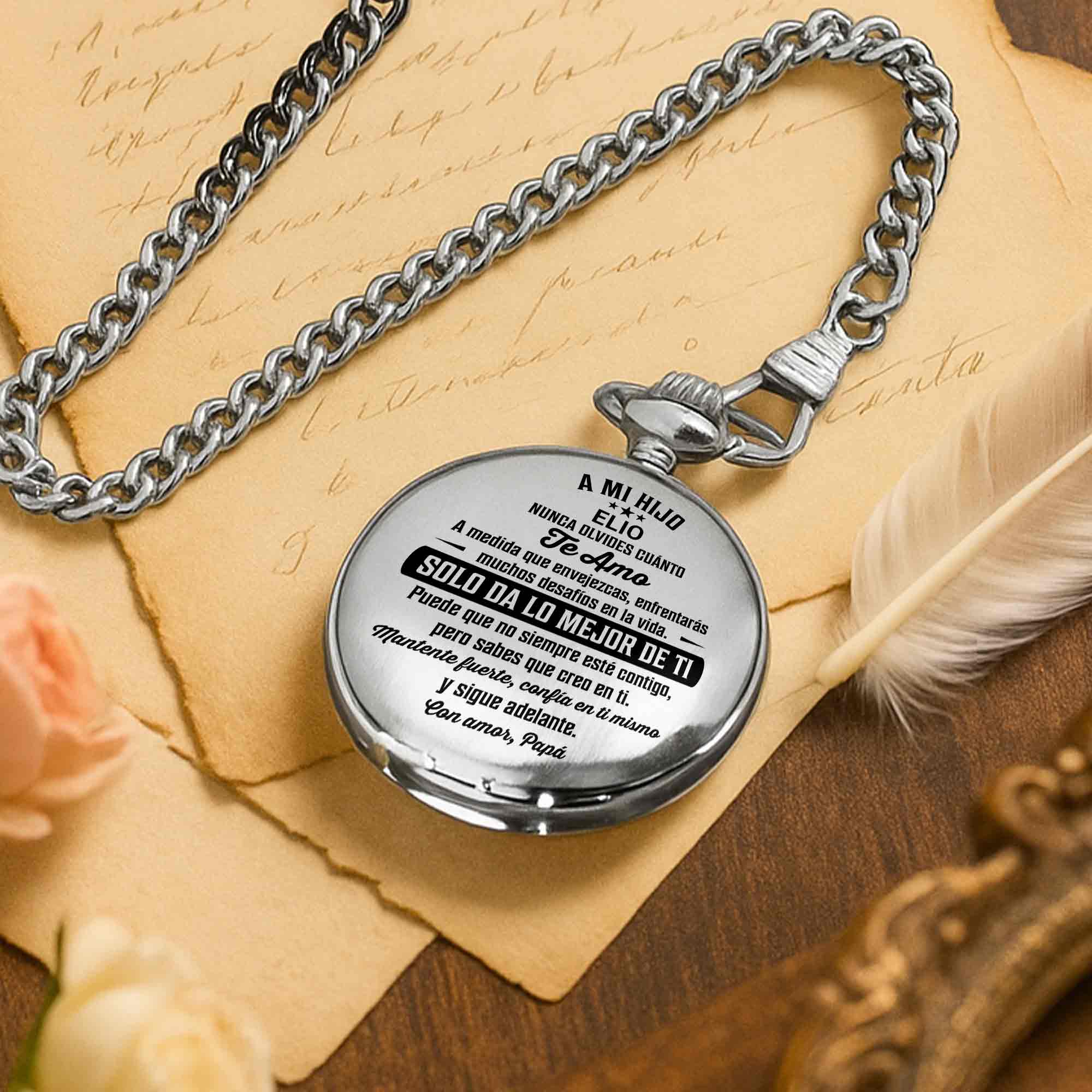 Personalized Silver-Plated Pocket Watch Custom Gift for Son Pocket Watch GradoCreations