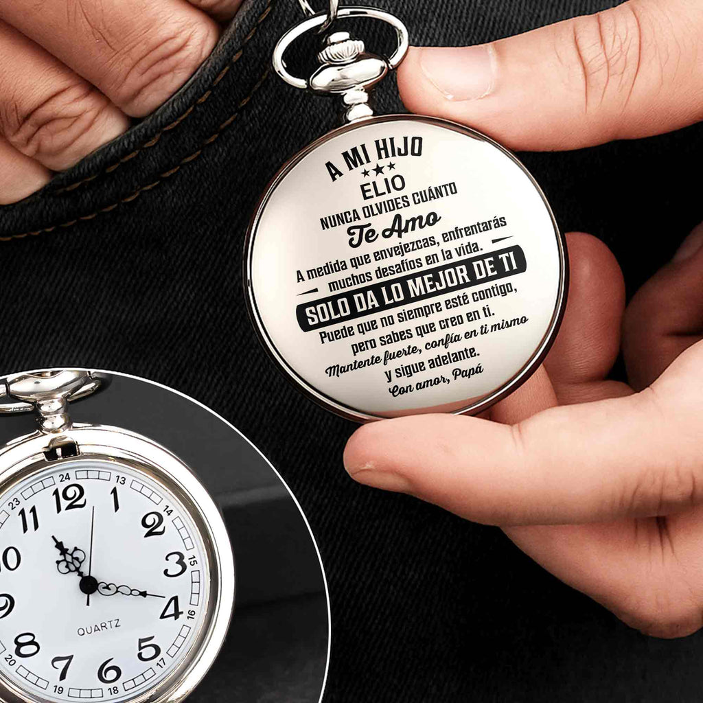 Personalized Silver-Plated Pocket Watch Custom Gift for Son Pocket Watch GradoCreations