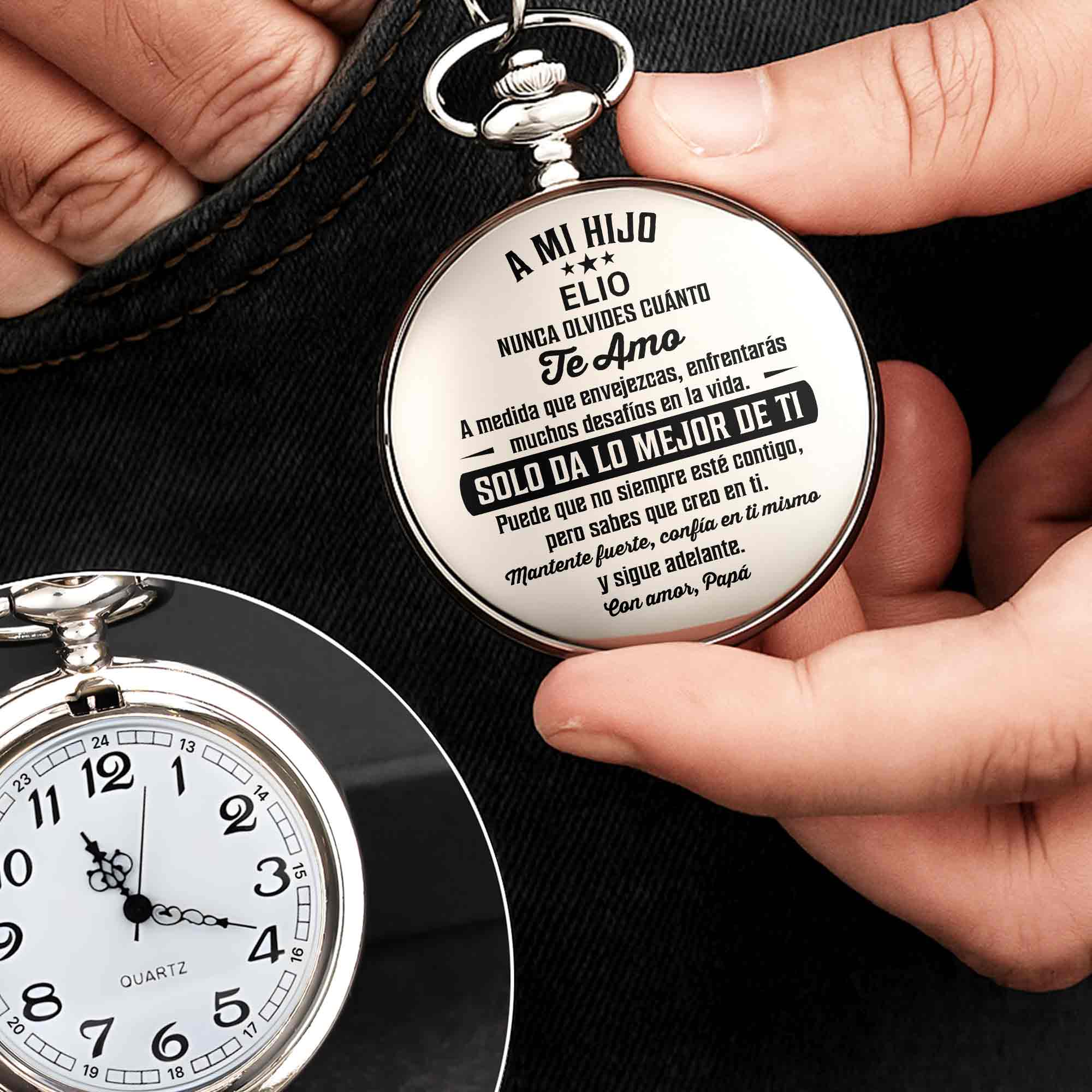 Personalized Silver-Plated Pocket Watch Custom Gift for Son Pocket Watch GradoCreations