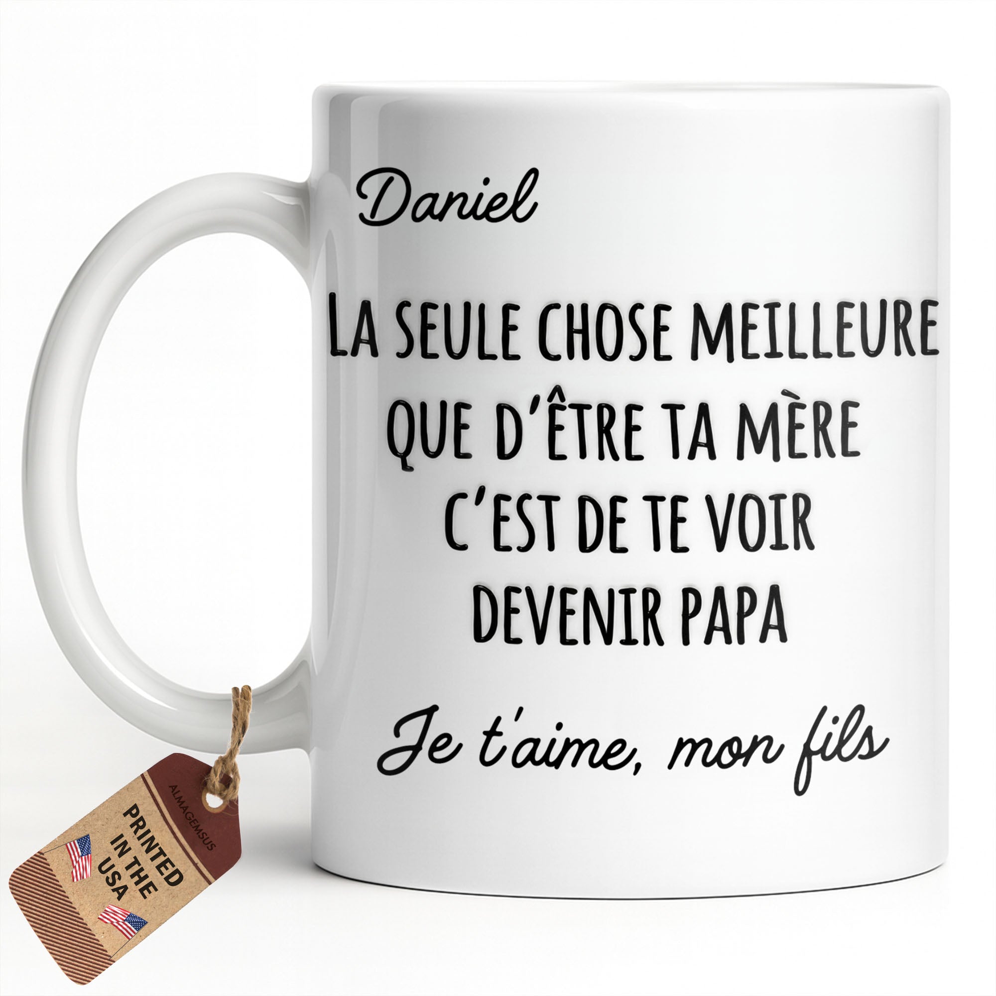 Personalized French Typography Coffee Mug Custom Gift for Son Edge-to-edge Mug GradoCreations