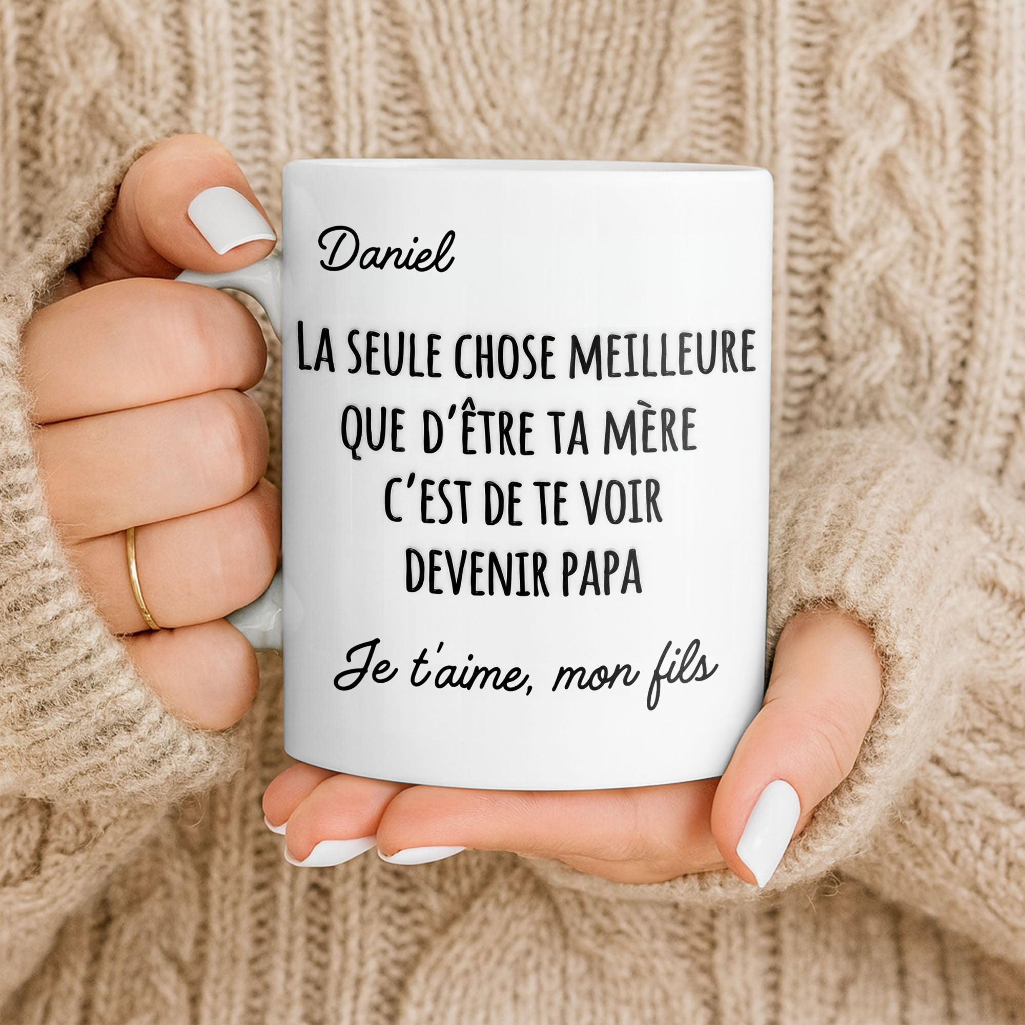 Personalized French Typography Coffee Mug Custom Gift for Son Edge-to-edge Mug GradoCreations