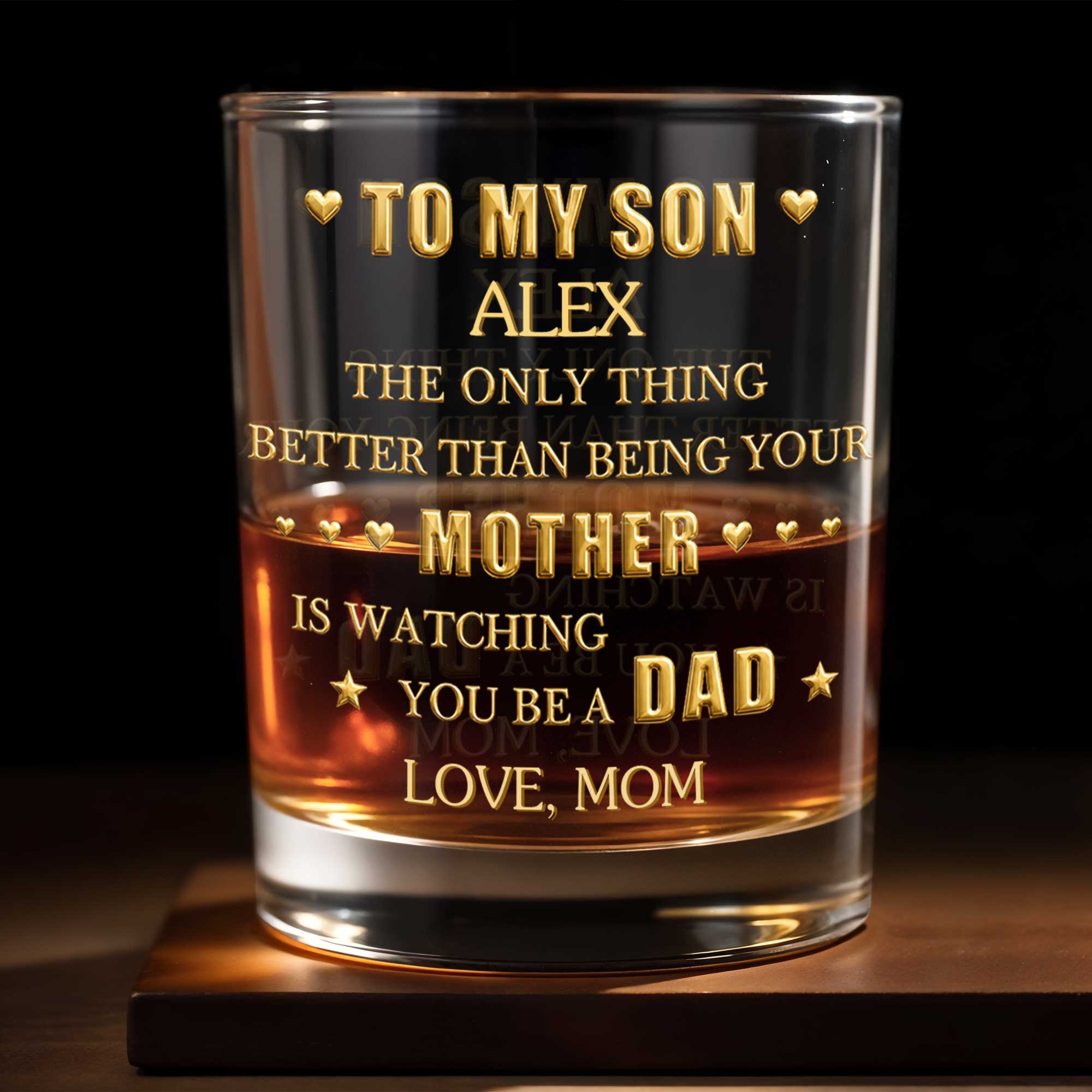 Personalized Whiskey Glass Custom Name Gift for Son Dad Whiskey Glass GradoCreations
