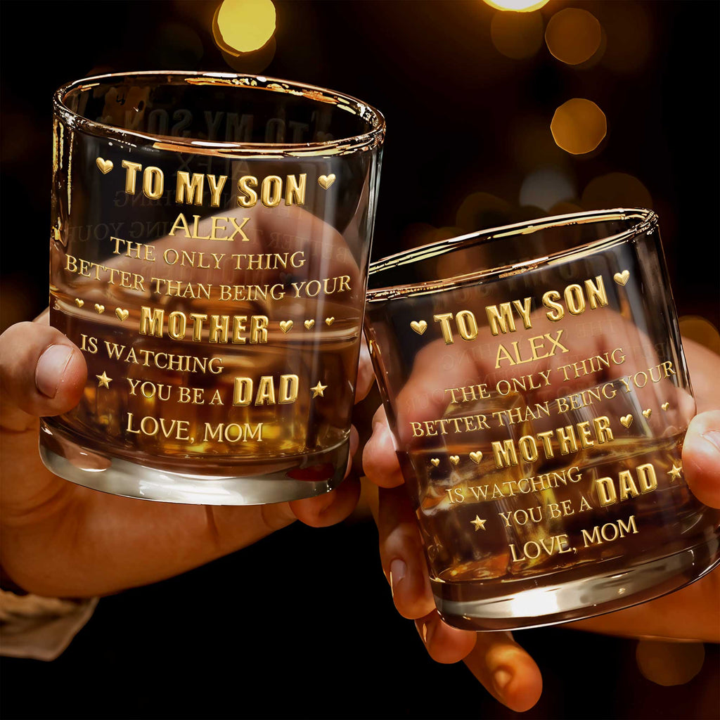 Personalized Whiskey Glass Custom Name Gift for Son Dad Whiskey Glass GradoCreations