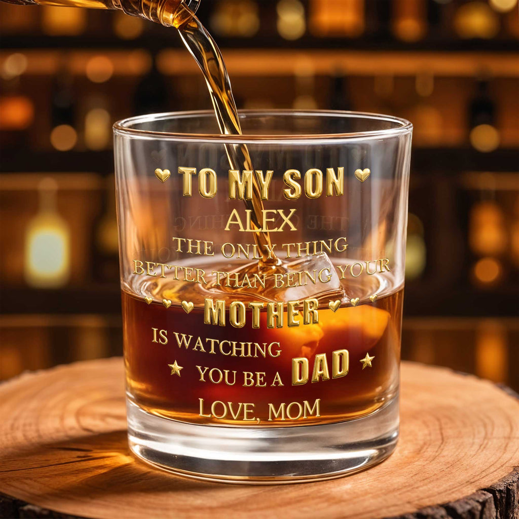 Personalized Whiskey Glass Custom Name Gift for Son Dad Whiskey Glass GradoCreations