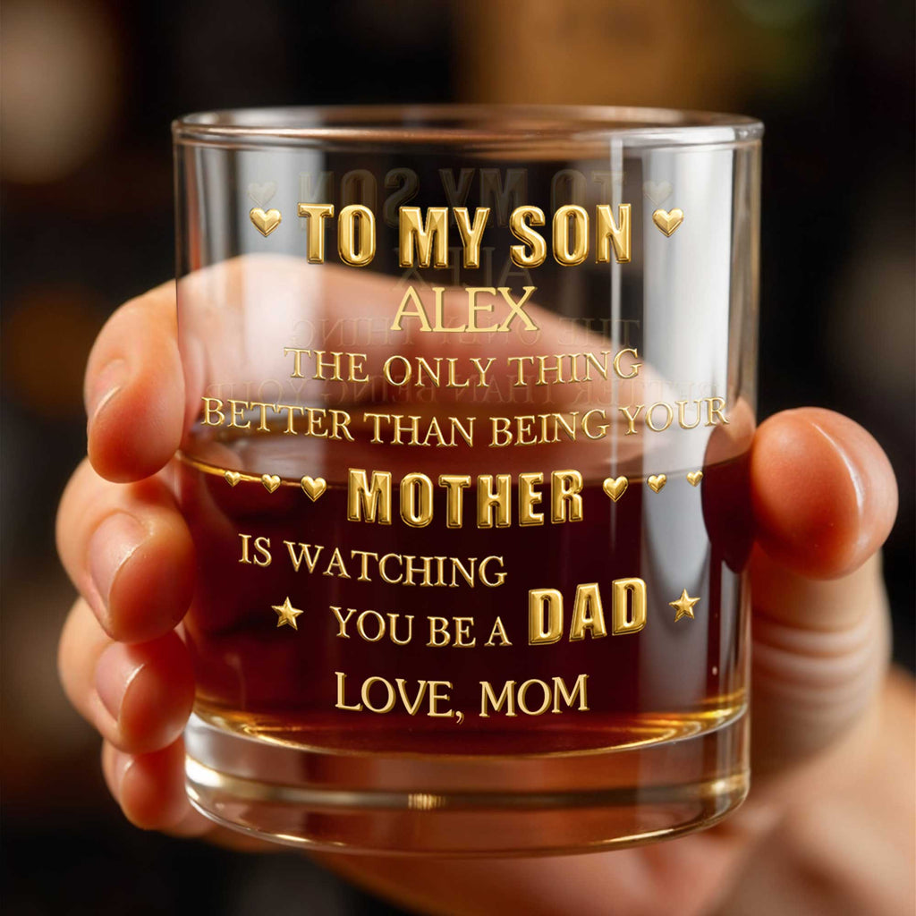 Personalized Whiskey Glass Custom Name Gift for Son Dad Whiskey Glass GradoCreations
